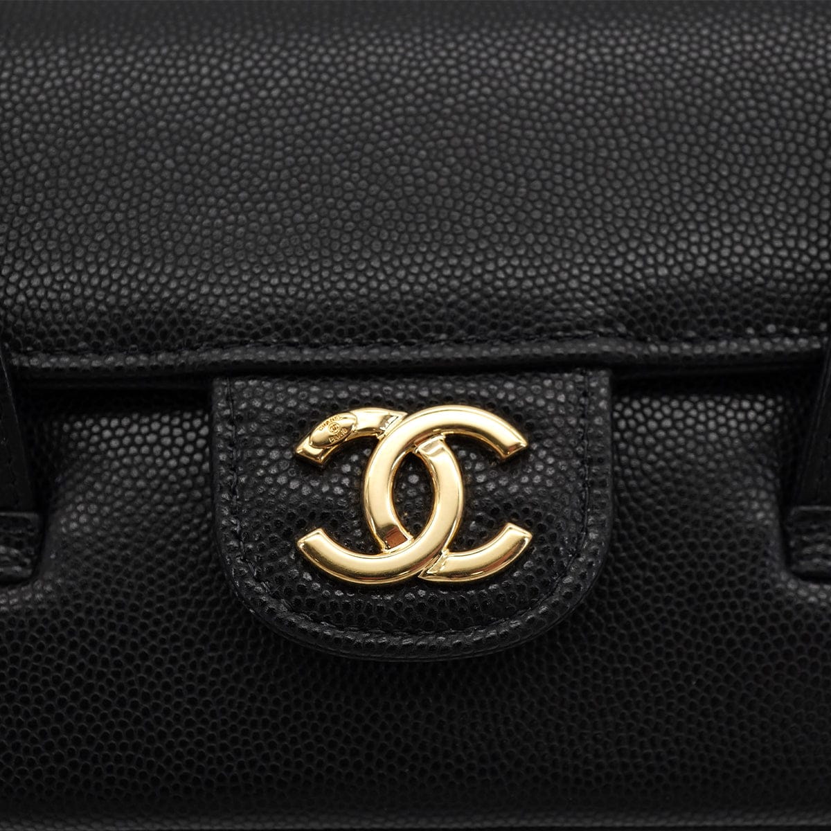 CHANEL CHANEL STRAP CLUTCH BAG BLACK CAVIAR SKIN GOLD HARDWARE AP5068 90326678