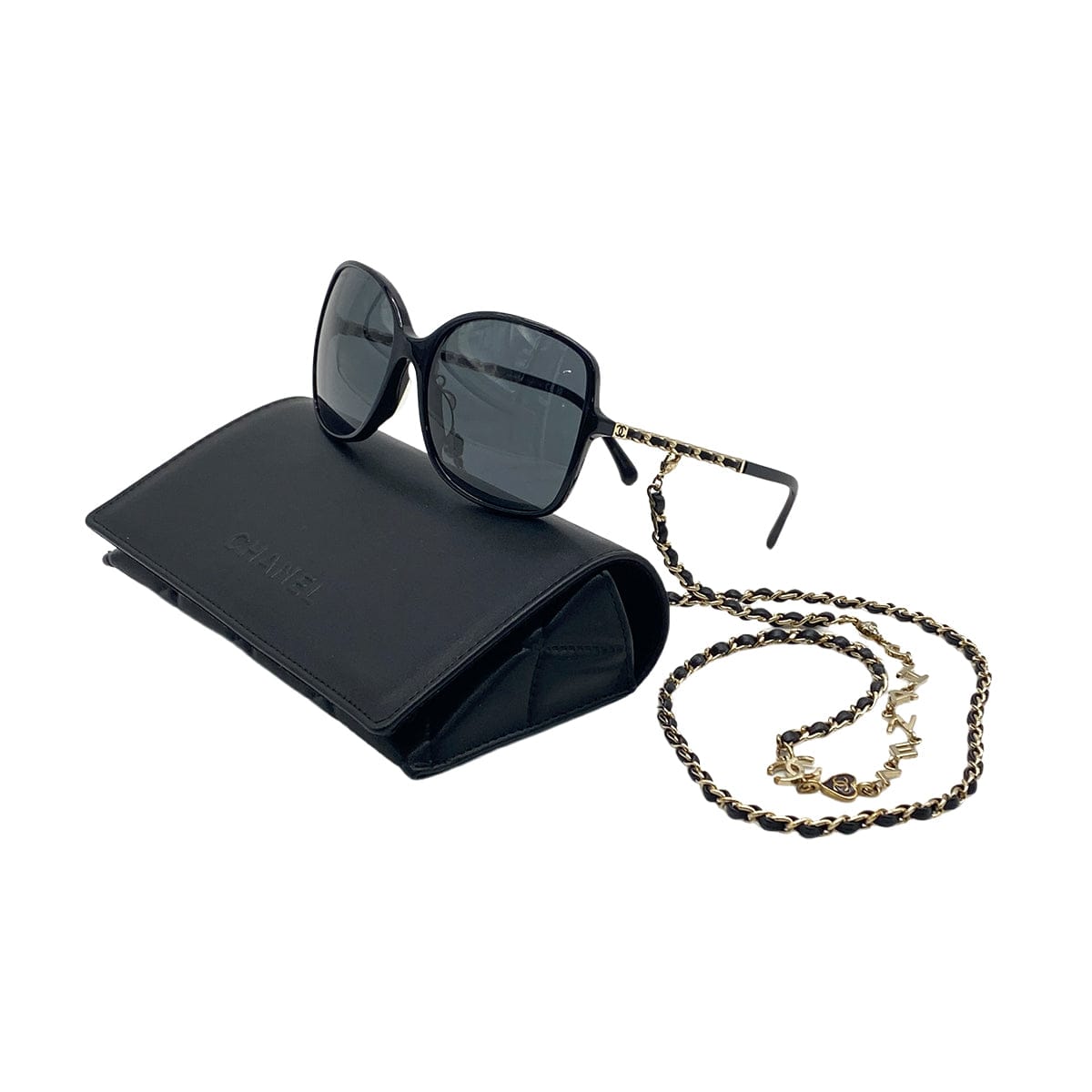 PURPOSE CHANEL SUNGLASSES COCOMARK LOGO ICON MOTIF CHAIN BLACK GOLD EYEWEAR 90328031