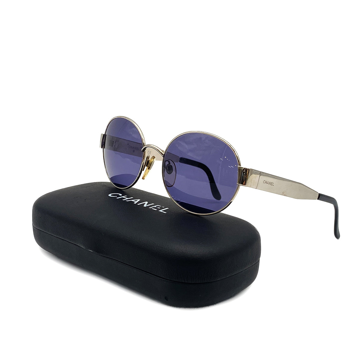 CHANEL SUNGLASSES LOGO METALIC SILVER GRAY EYEWEAR 90319705
