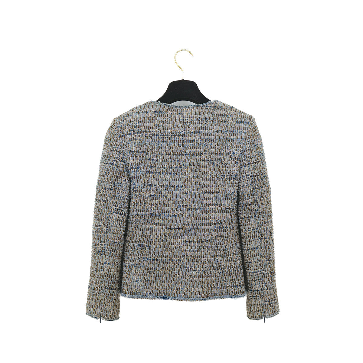CHANEL VINTAGE COCO BUTTON DENIM TWEED JACKET BLUE GRAY COTTON 38 03P RTW 90313368