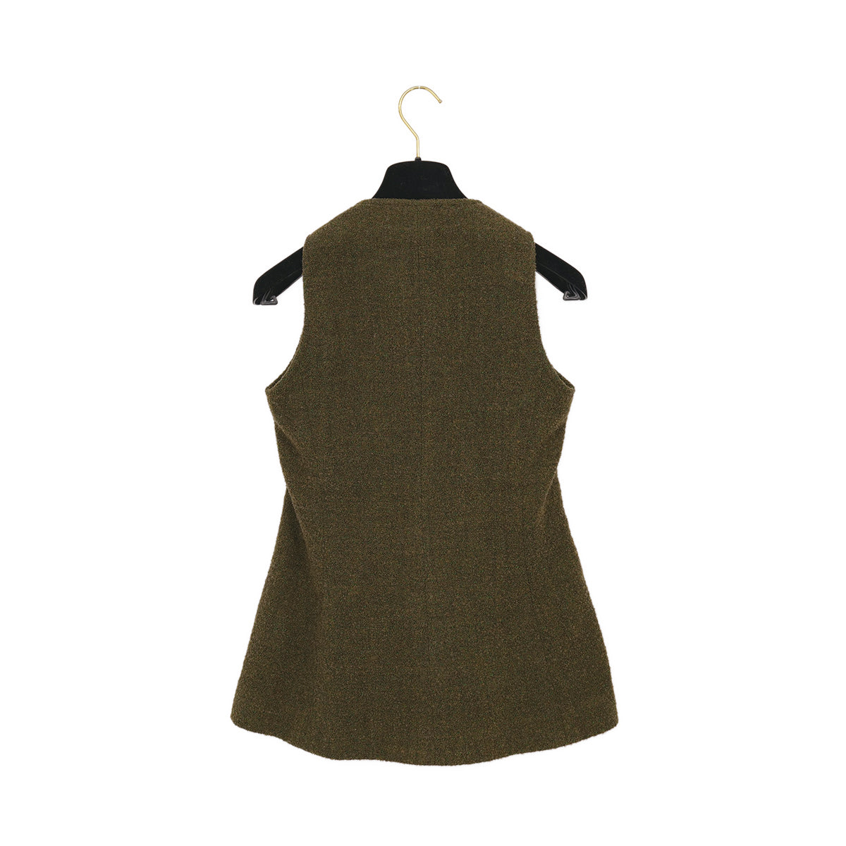CHANEL VINTAGE COCO BUTTON TWEED VEST KHAKI WOOL 38 94A RTW 90313365