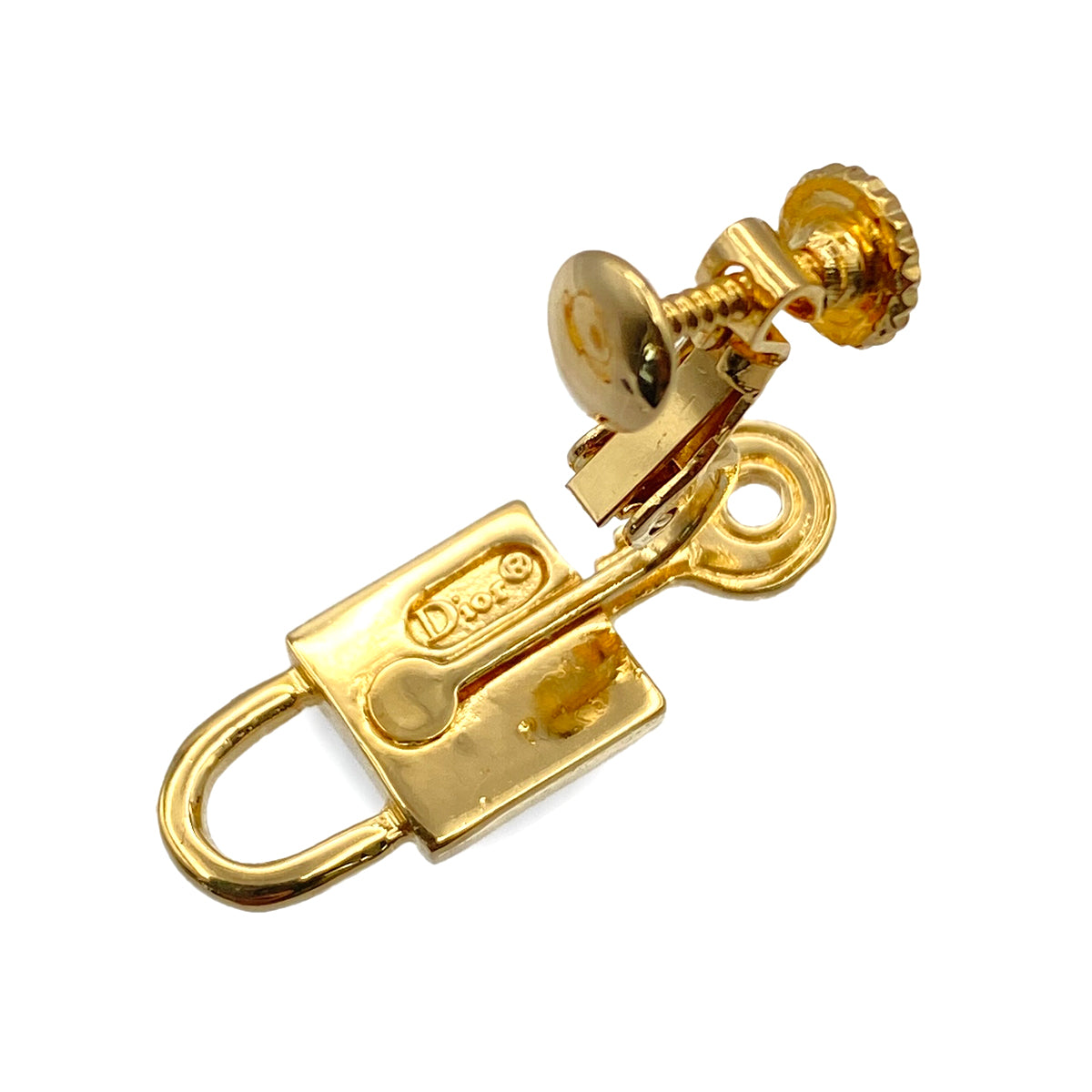 CHRISTIAN DIOR EARRINGS LOGO LOCK KEY MOTIF GOLD ACCESSORY 90328128