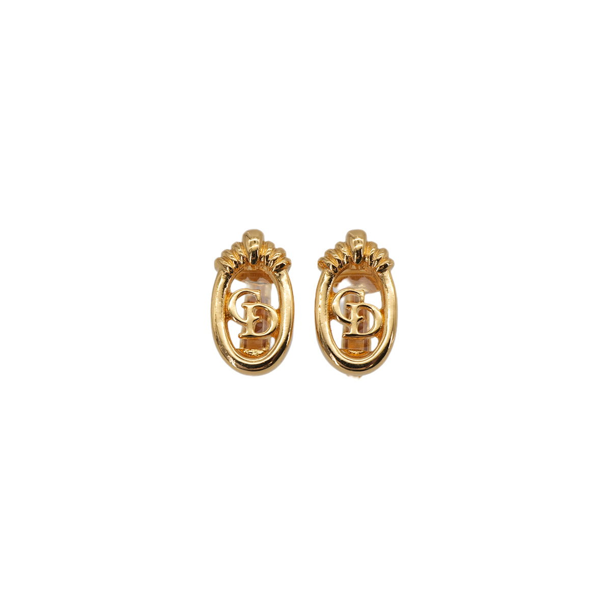 CHRISTIAN DIOR EARRINGS CD LOGO OVAL GOLD ACCESSORY 90323209