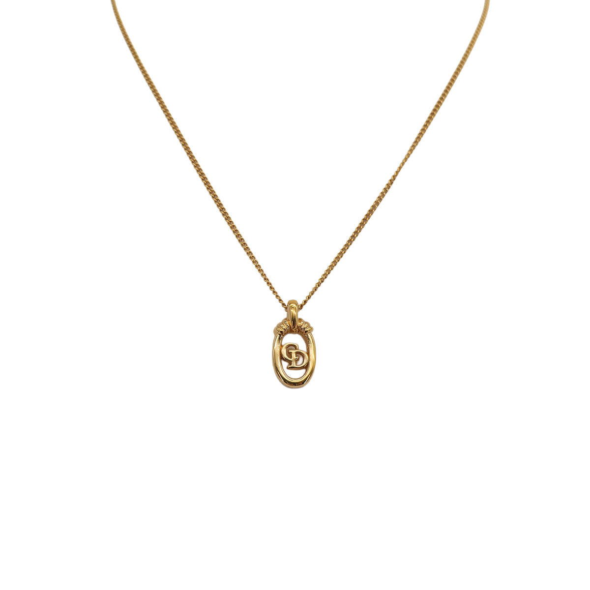 CHRISTIAN DIOR NECKLACE CD LOGO OVAL GOLD ACCESSORY 90323208