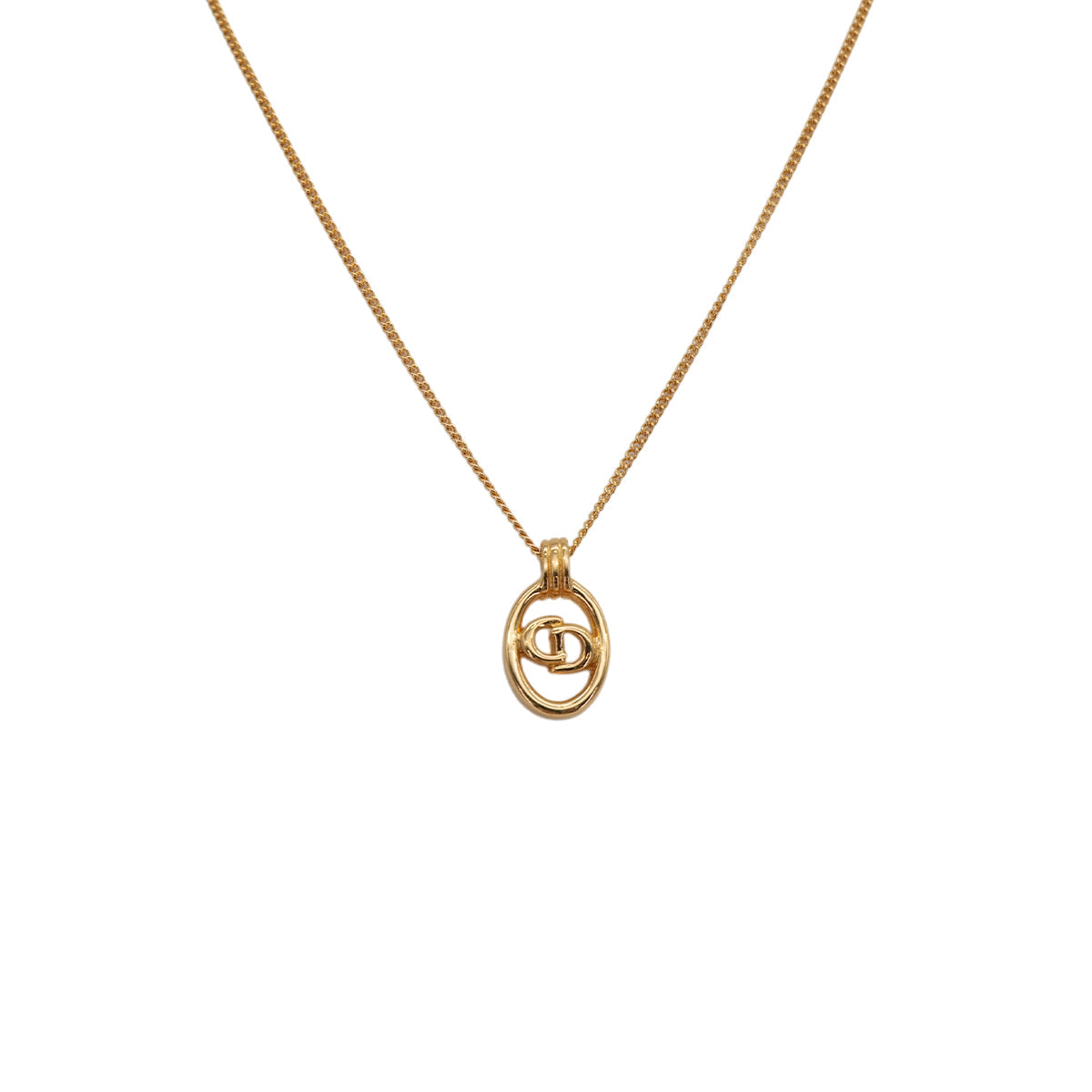 CHRISTIAN DIOR NECKLACE CD LOGO OVAL GOLD ACCESSORY 90323211