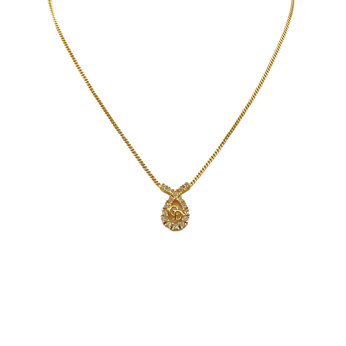 CHRISTIAN DIOR NECKLACE CD LOGO RHINESTONE GOLD ACCESSORY 90326690