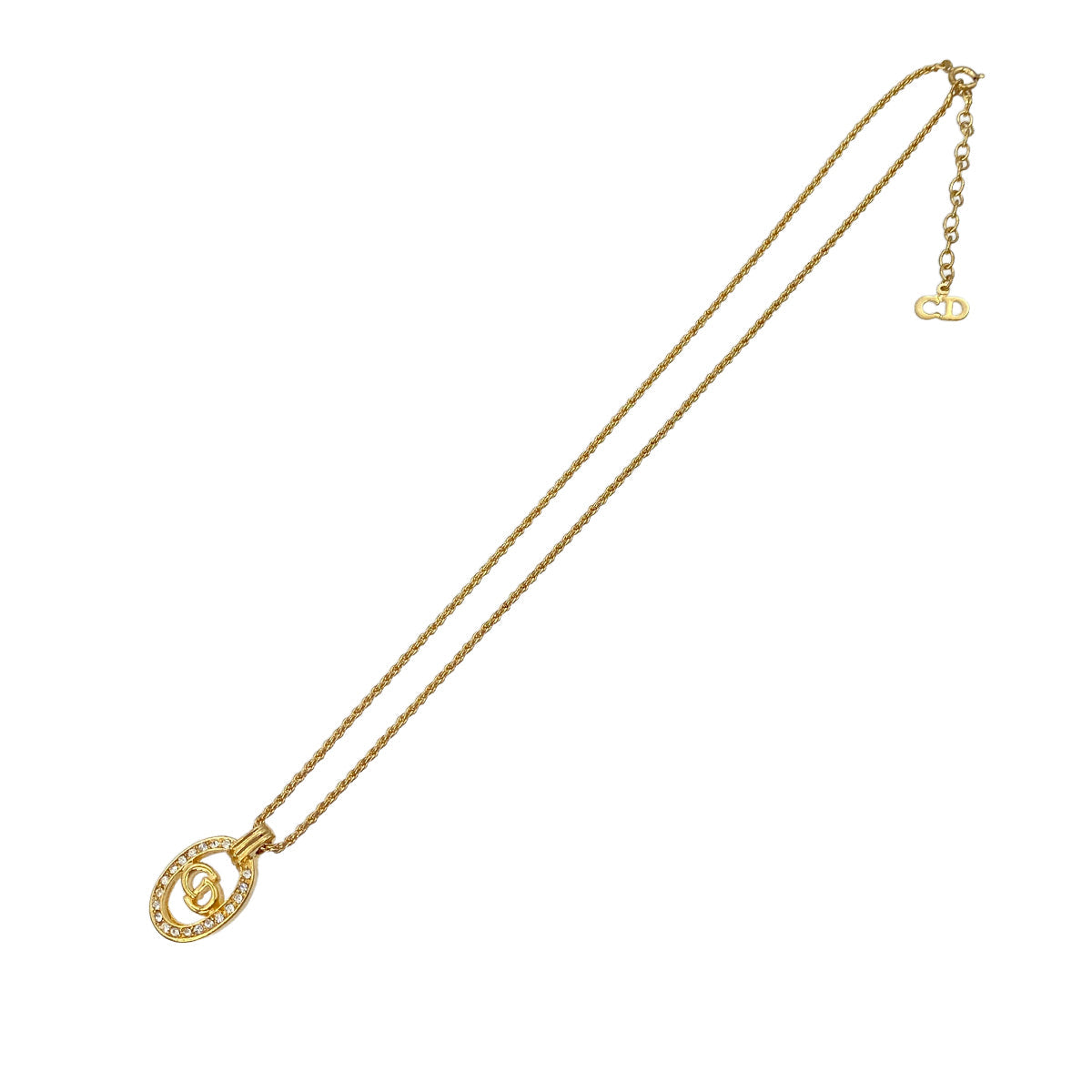 CHRISTIAN DIOR NECKLACE CD LOGO RHINESTONE GOLD ACCESSORY 90322209