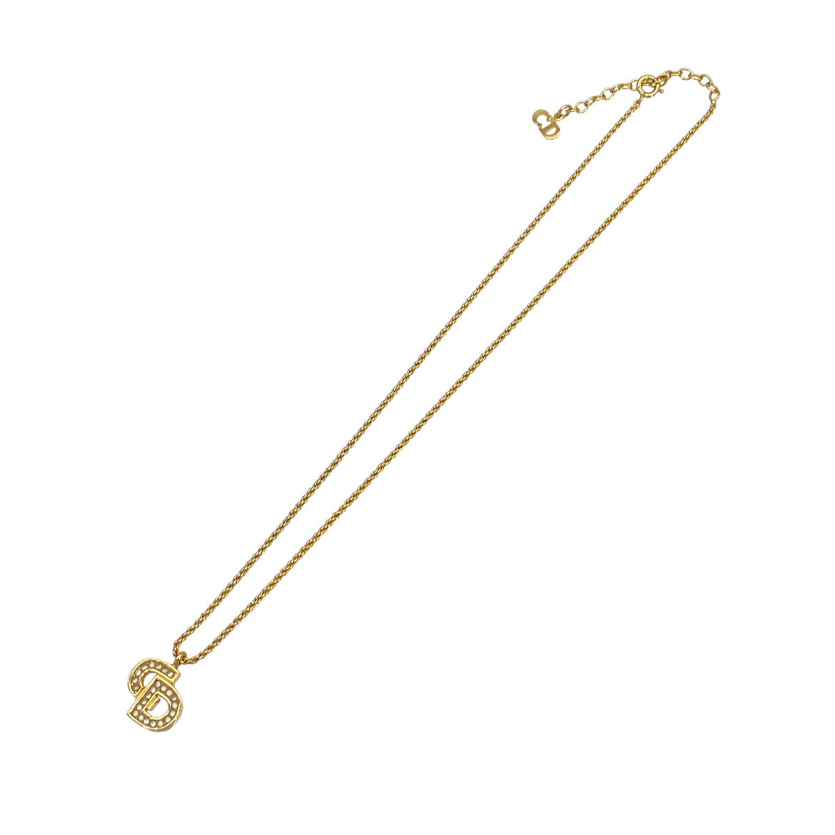 CHRISTIAN DIOR NECKLACE CD LOGO RHINESTONE GOLD ACCESSORY 90324648