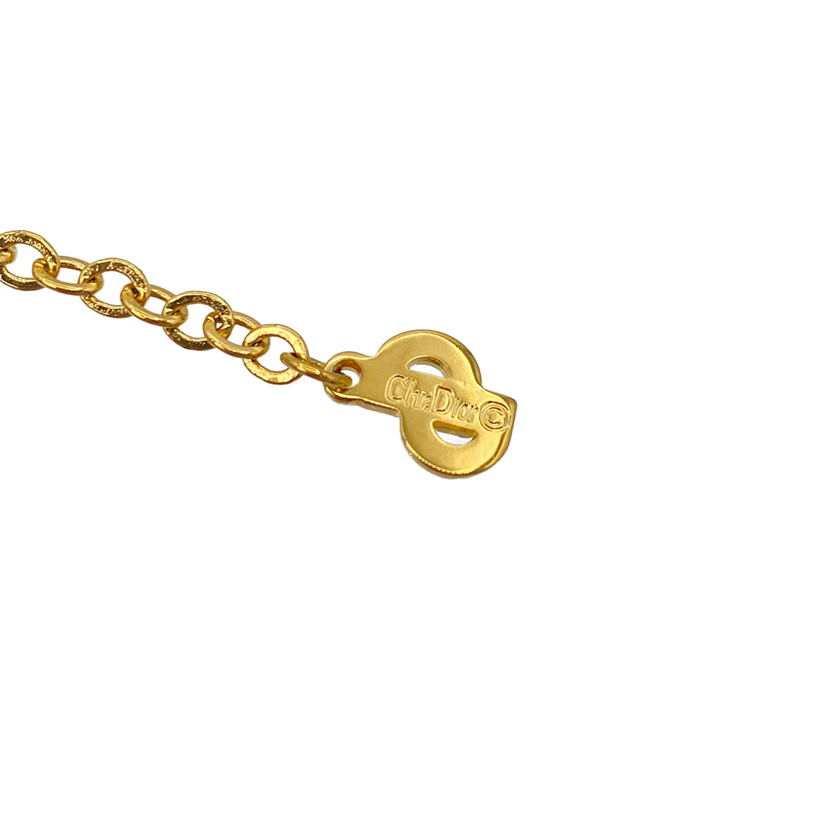CHRISTIAN DIOR NECKLACE CD LOGO RHINESTONE GOLD BLACK ACCESSORY 90322210