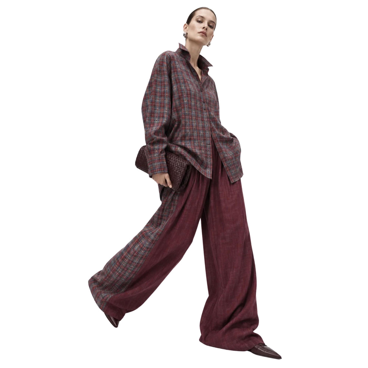 CONTRAST CHECK CO-ORD SET زوج (SHIRT & PANTS قميص وبنطلون) “JANE EYER"