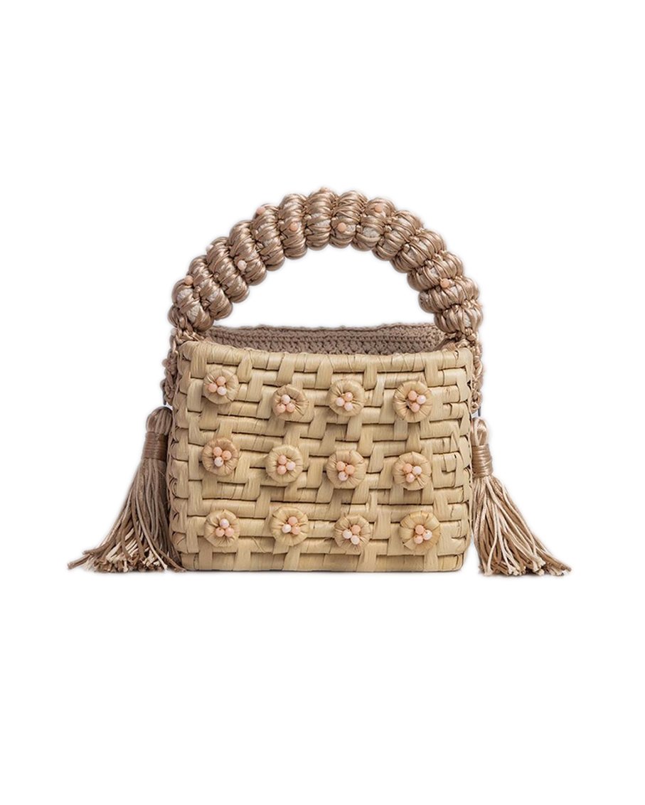 Crystal Beaded Straw Mini Bag