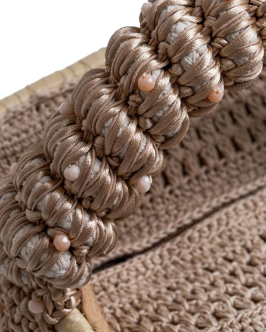 Crystal Beaded Straw Mini Bag