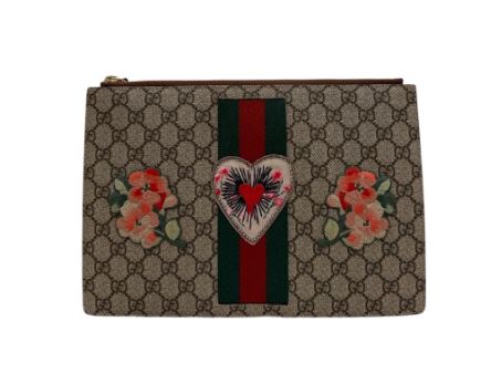 Gucci Heart Patch GG Canvas Pouch
