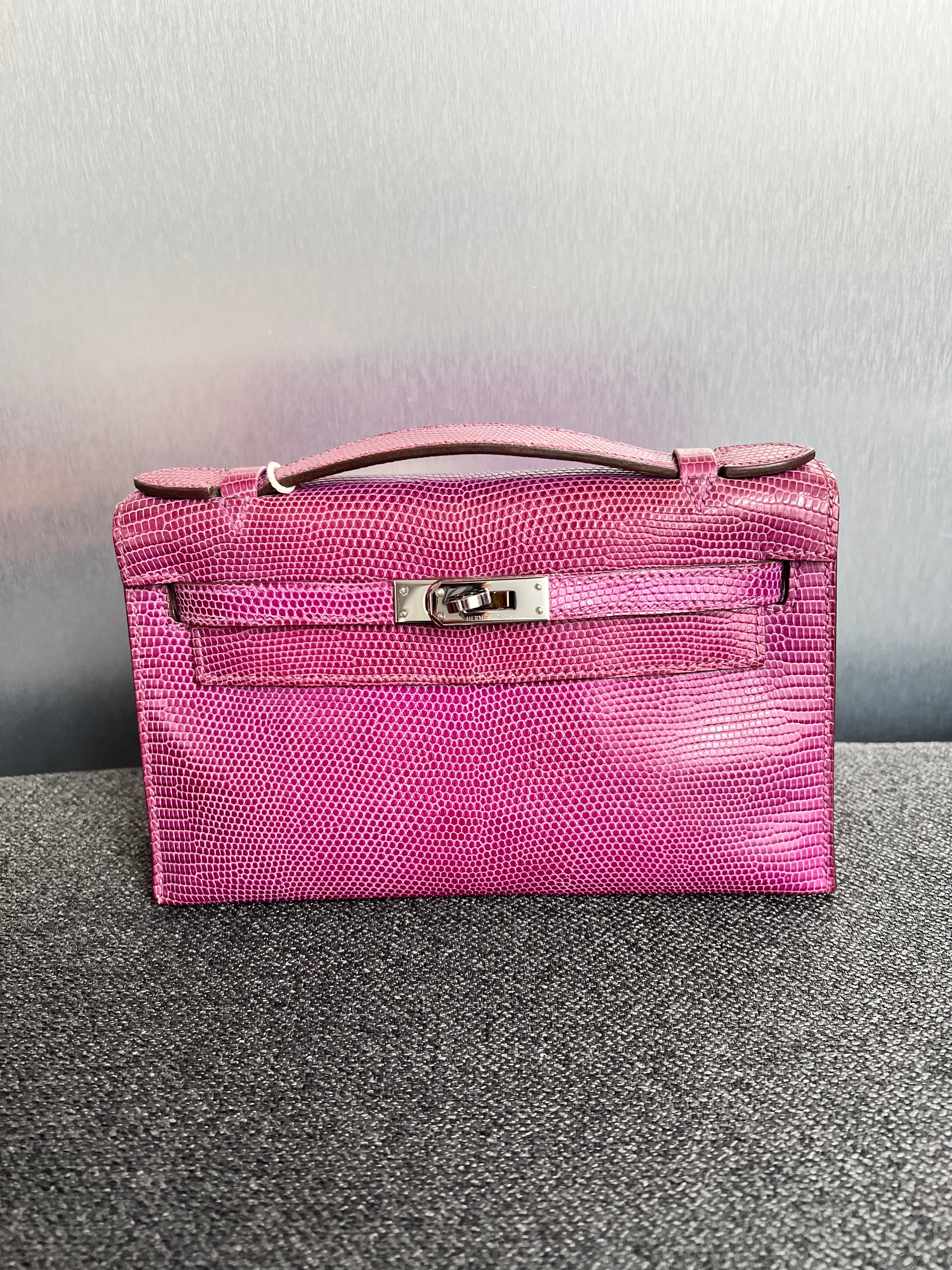 Hermes Kelly Pochette Violet Shiny Lizard RHW #K SYCE100690