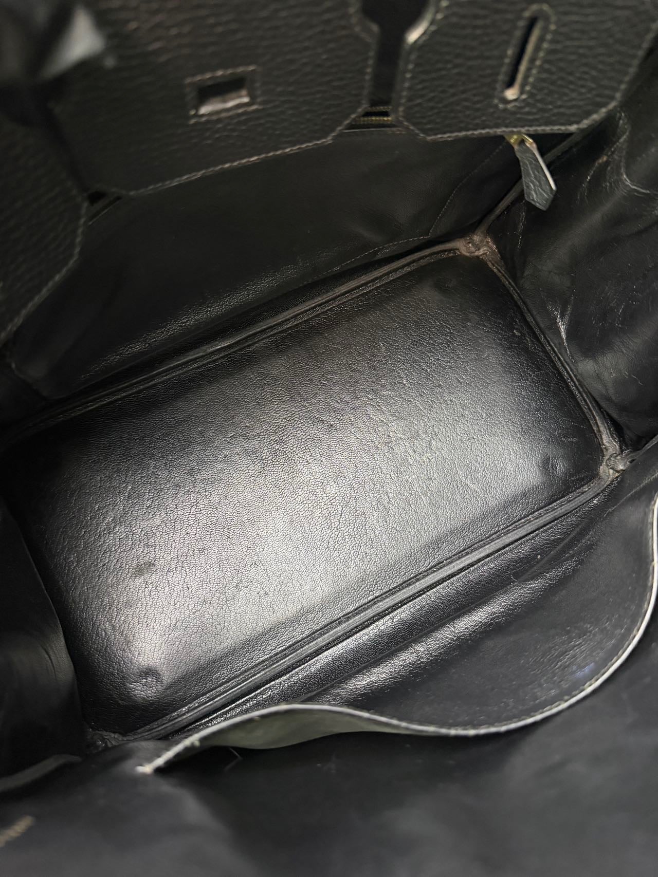 Hermes Birkin 35 Black Ardennes GHW Square F Stamp