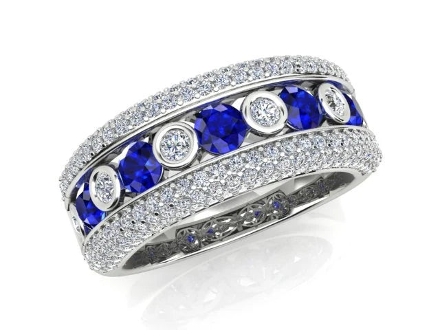Ceylon Sapphire and Diamond Ring 18K White Gold