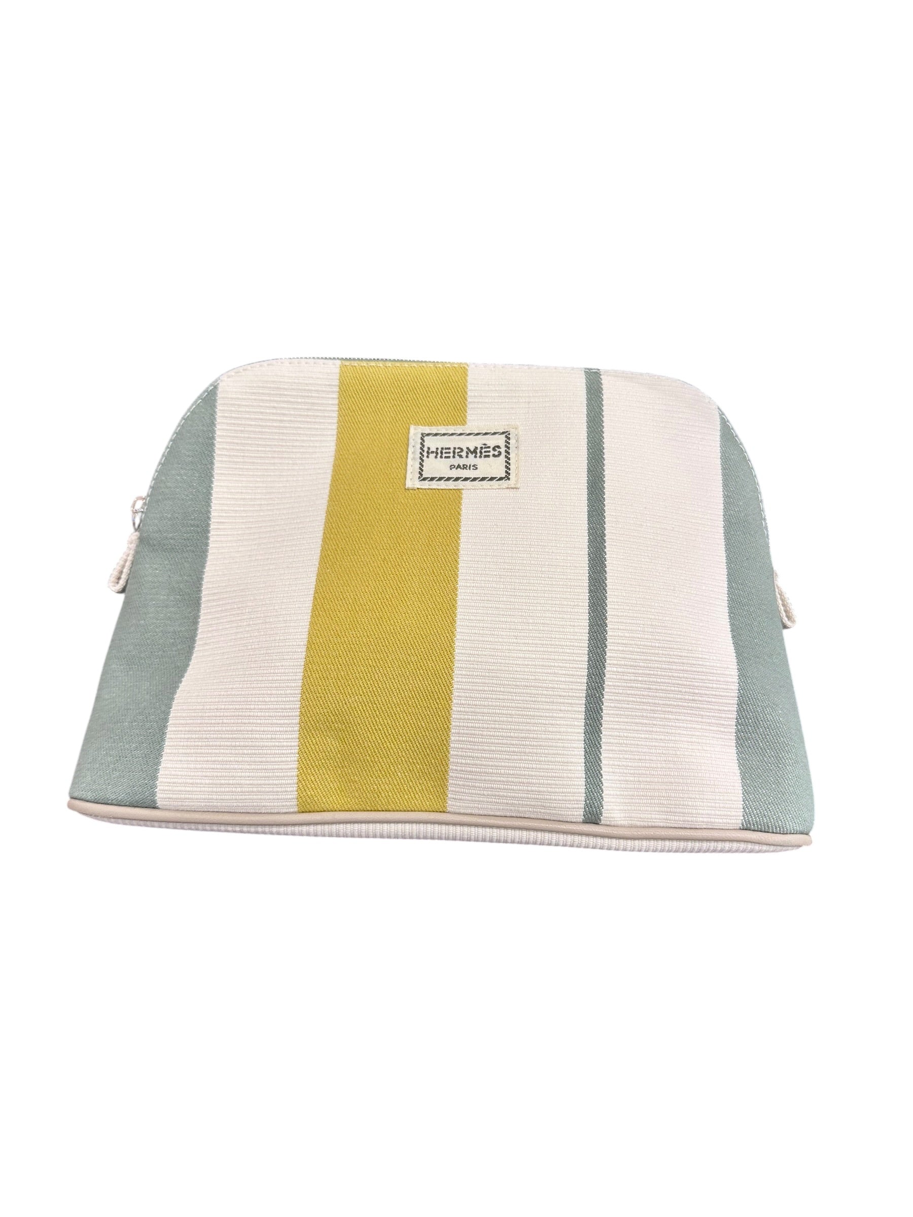 Hermes Bolide Canvas Pouch - Green Stripe