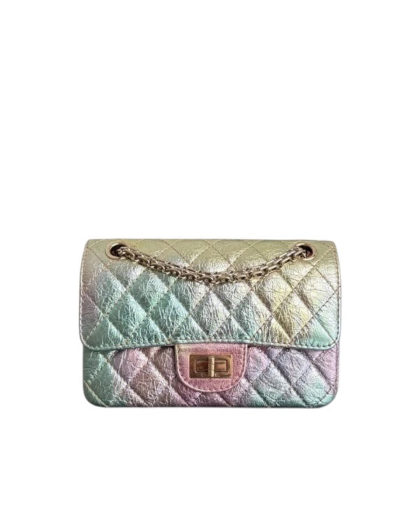 CHANEL 2.55 REISSUE FLAP MINI - 20CM 20A RAINBOW METALLIC DISTRESSED CALFSKIN LGHW SYCMCA128