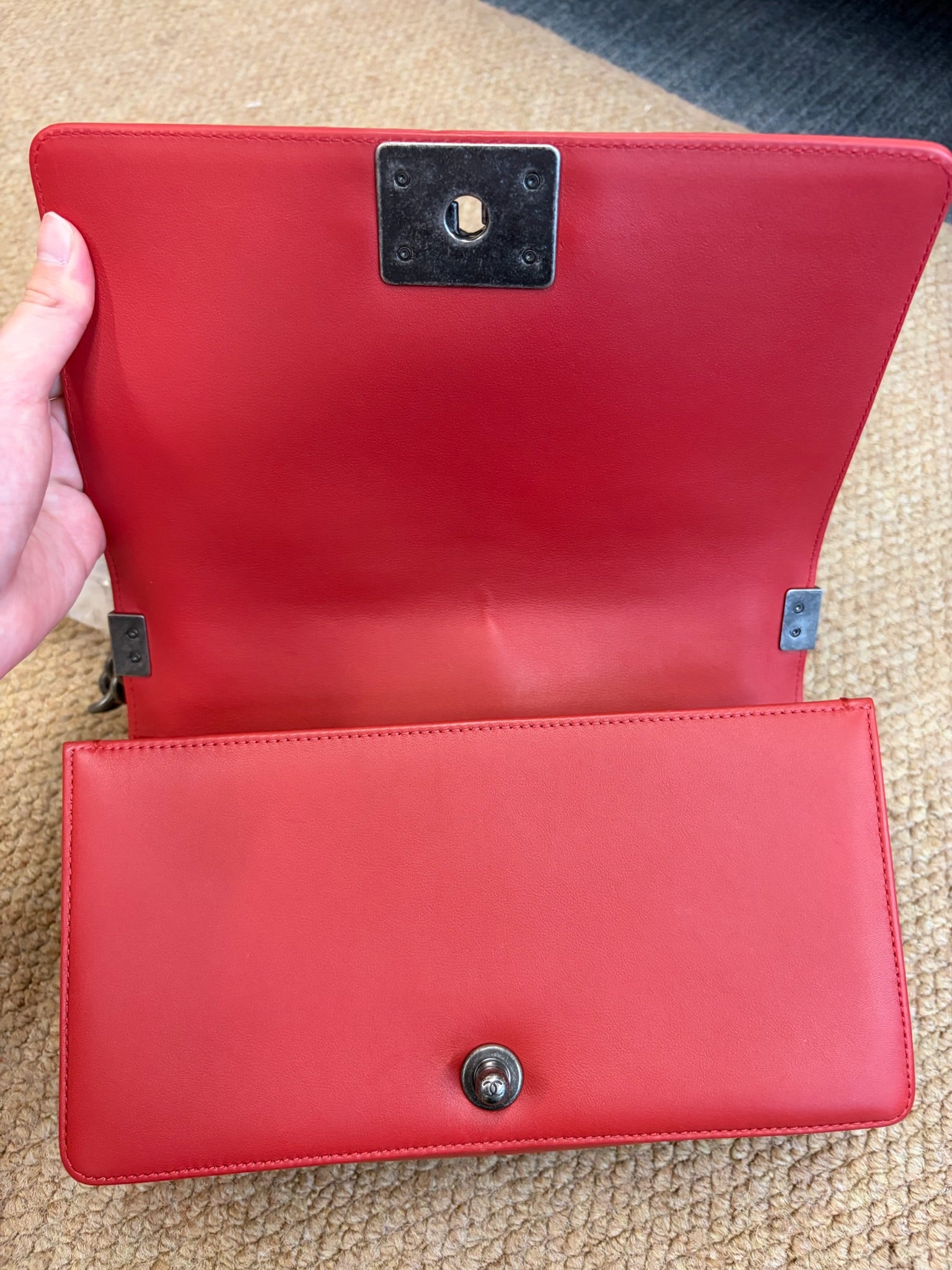 Chanel Le Boy Medium Chevron Red