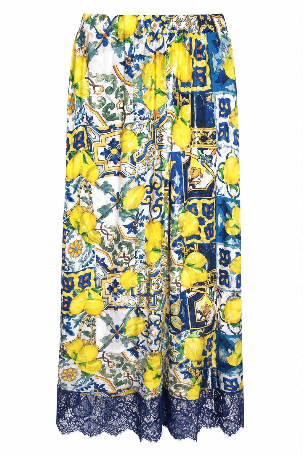 TROUSER MOSAIC WAVE SILK LEMON BLUE MCL11707