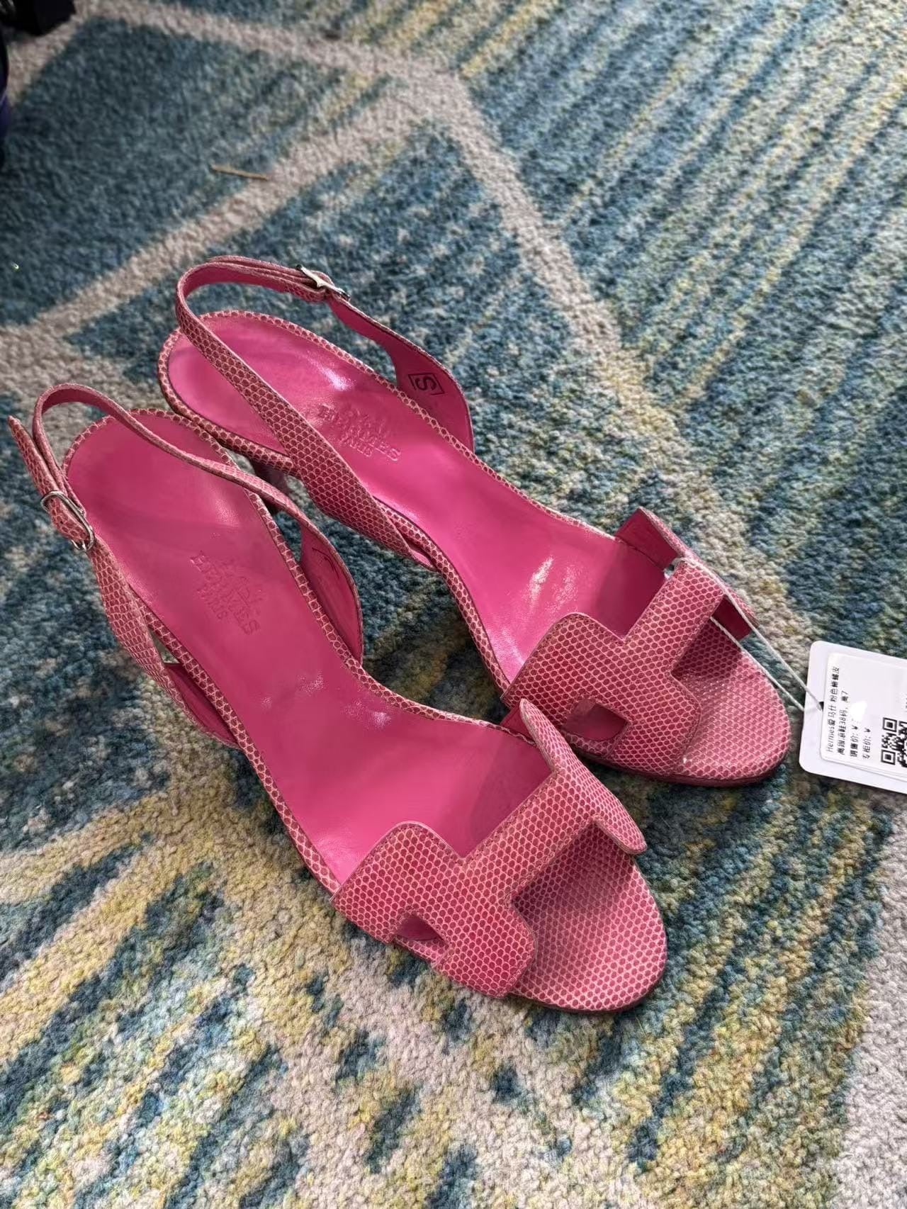 Hermes Night Sandals Rose Sz 38 SYC1984