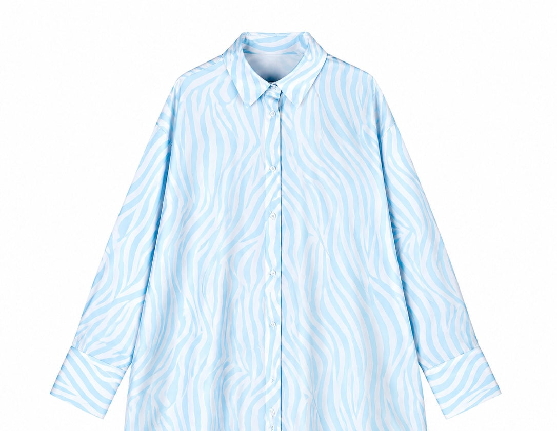 KAREY SHIRT ZEBRA BLUE GOLD PIPPING MCL13021