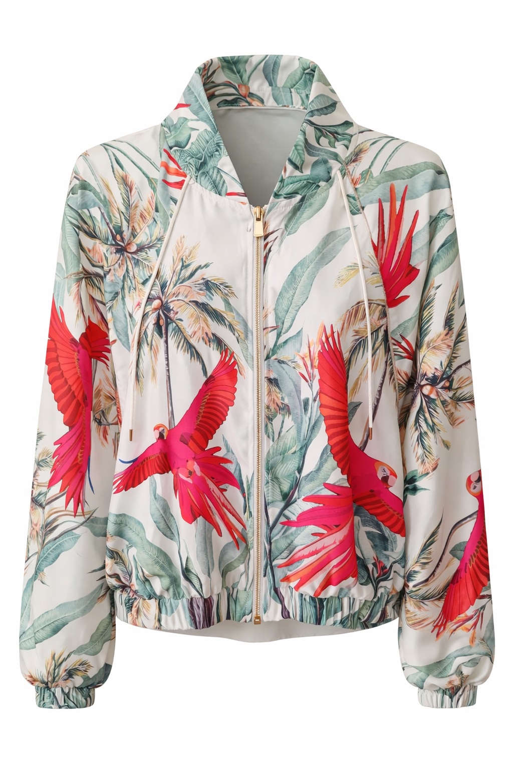 BOMBER CAPE SILK PARROTS OFF WHITE BACK STORY MCL00767