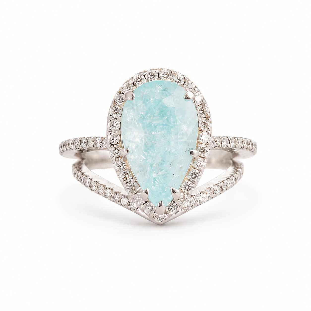 Paraiba 6.57ct Blue Platinum Ring ALC4362