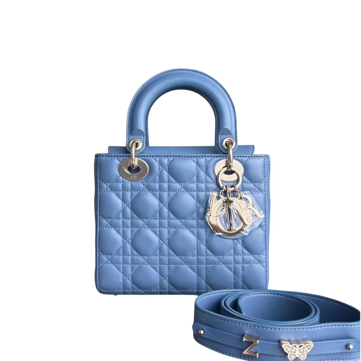 DIOR LADY SMALL ABC FLAP - CANNAGE LAMBSKIN BLUE GOLD HARDWARE MYABC SYCM520