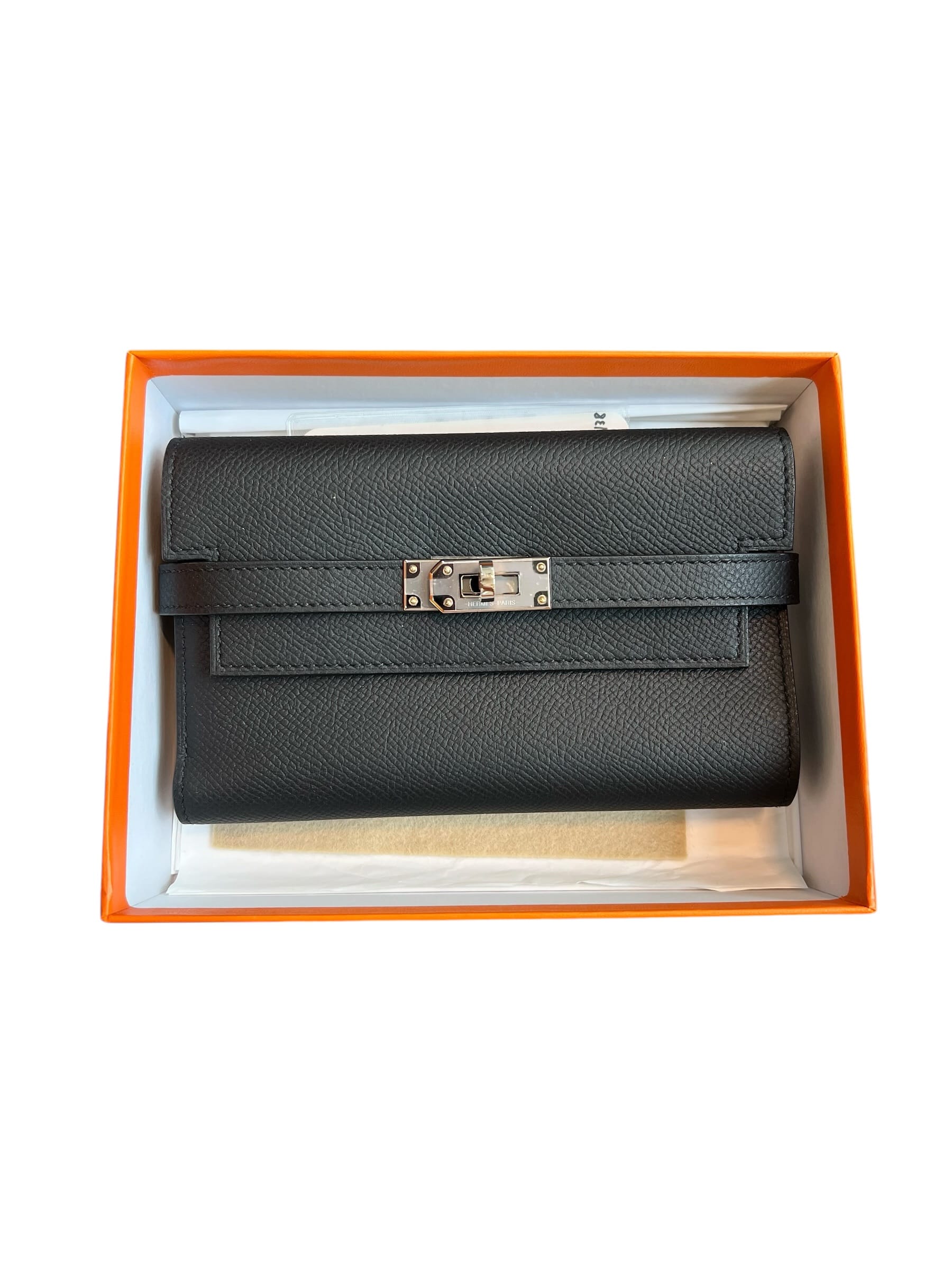 Hermes Kelly Compact Wallet Black Epsom PHW #D  SSLG1004