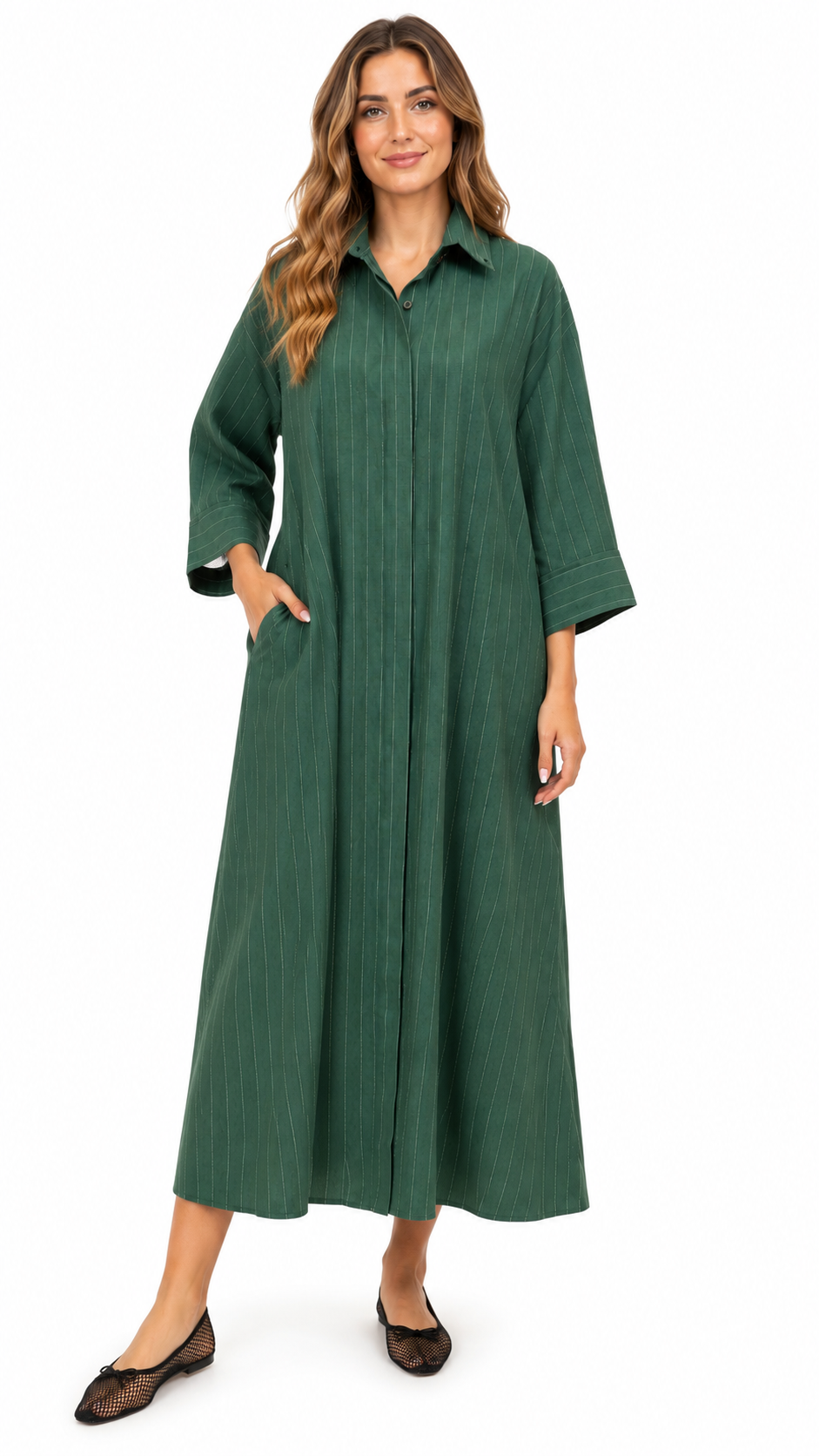 STRIPED CLASSIC SHIRT DRESS (فستان) “SELENE”