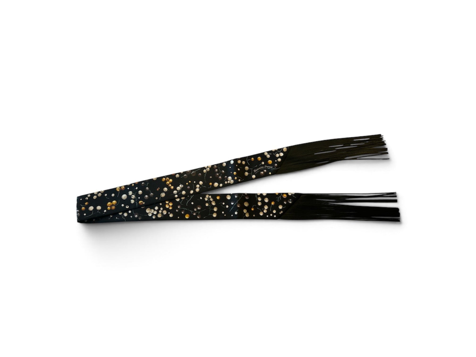 Hermes Black Leather Fringe Twilly - New in Box