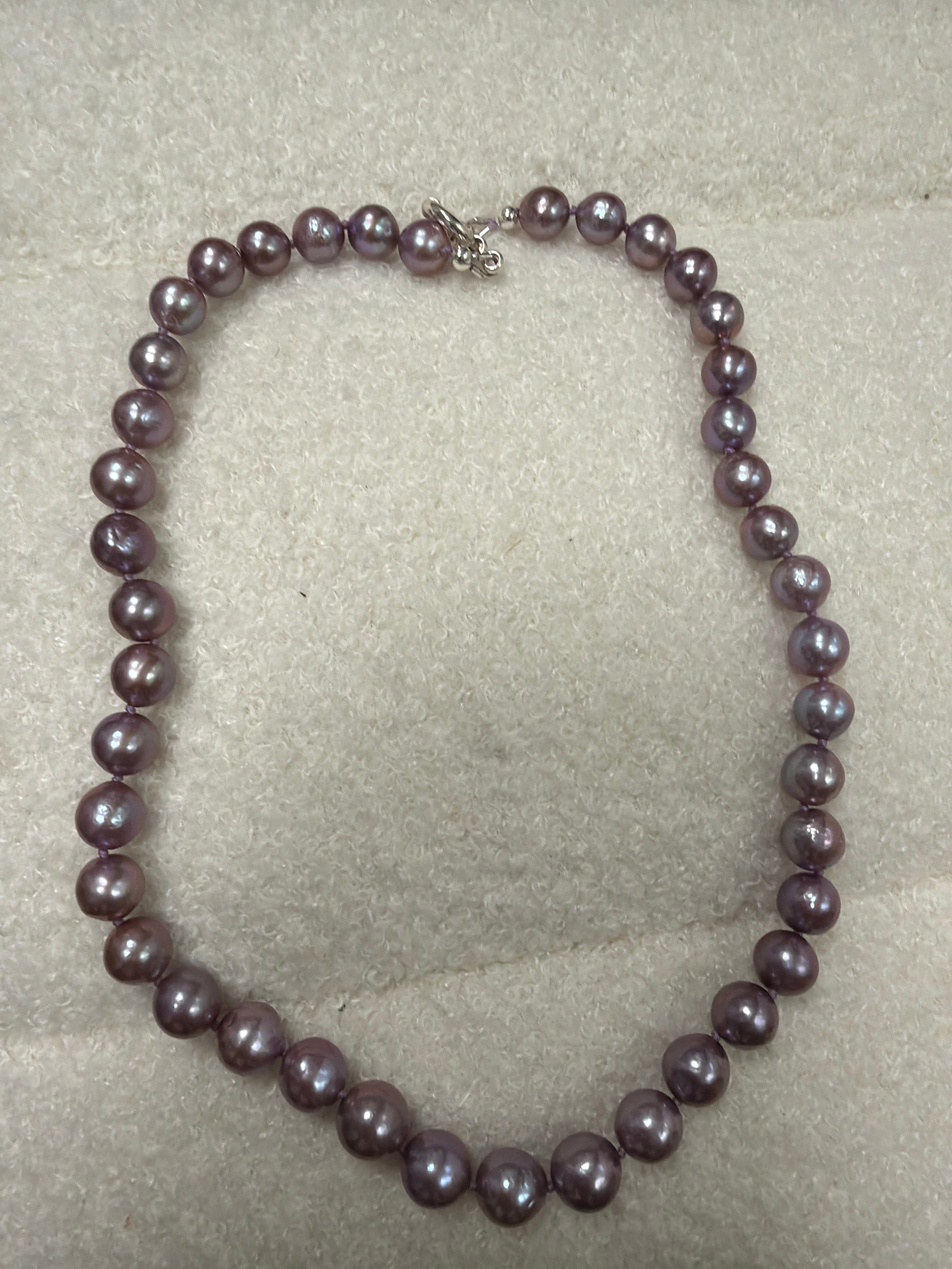 19" 10-11mm naturally purple pearl necklace