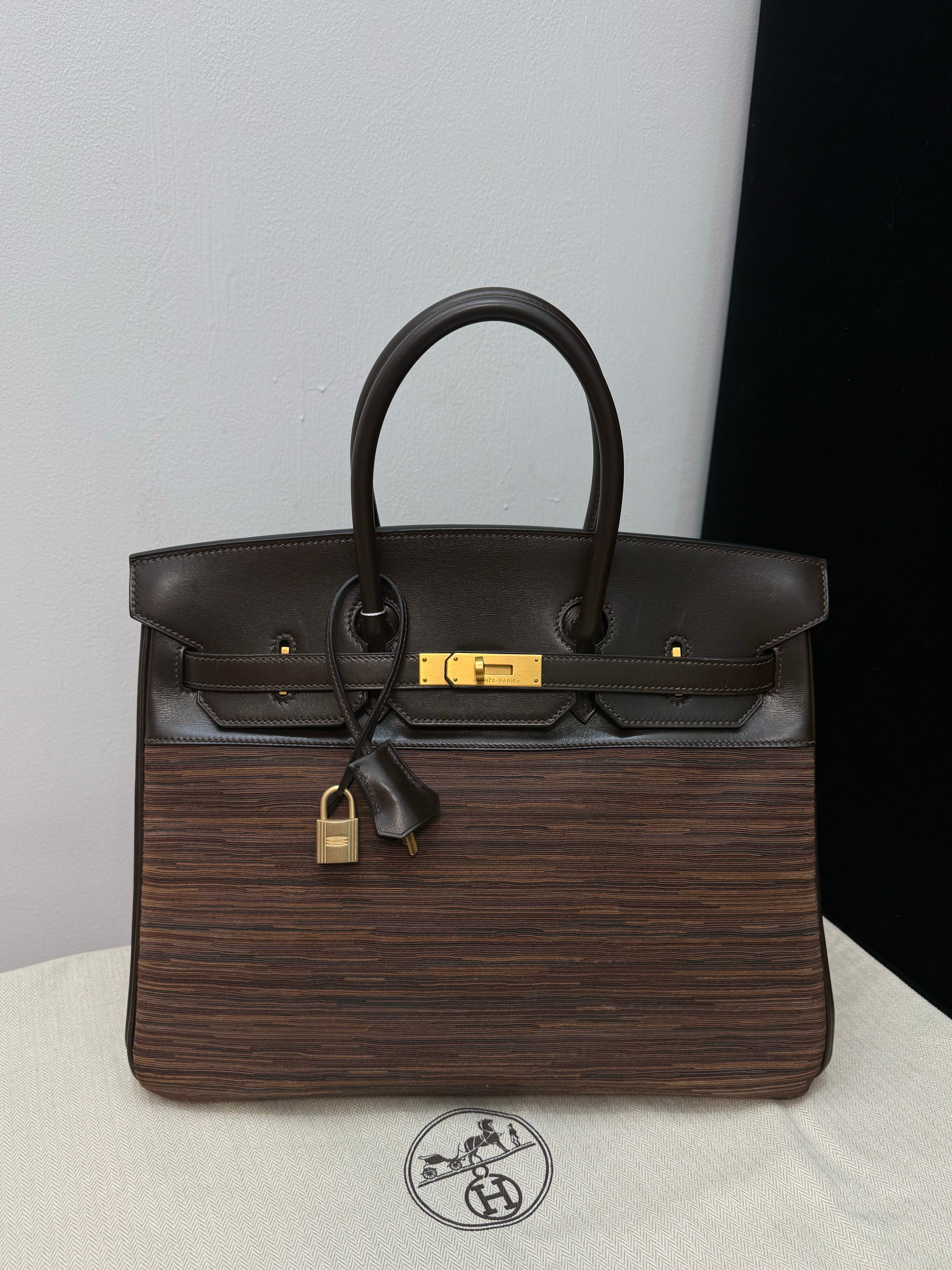 Hermes Birkin 35 Shearling Leather Bag