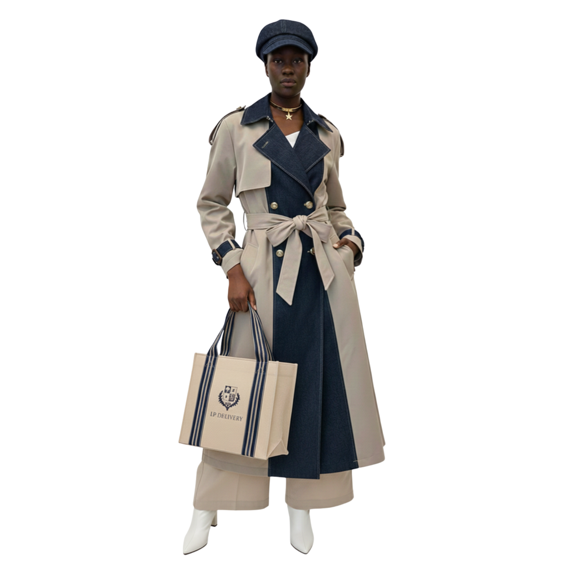 DENIM TRENCH COAT (معطف)"PAOLA"
