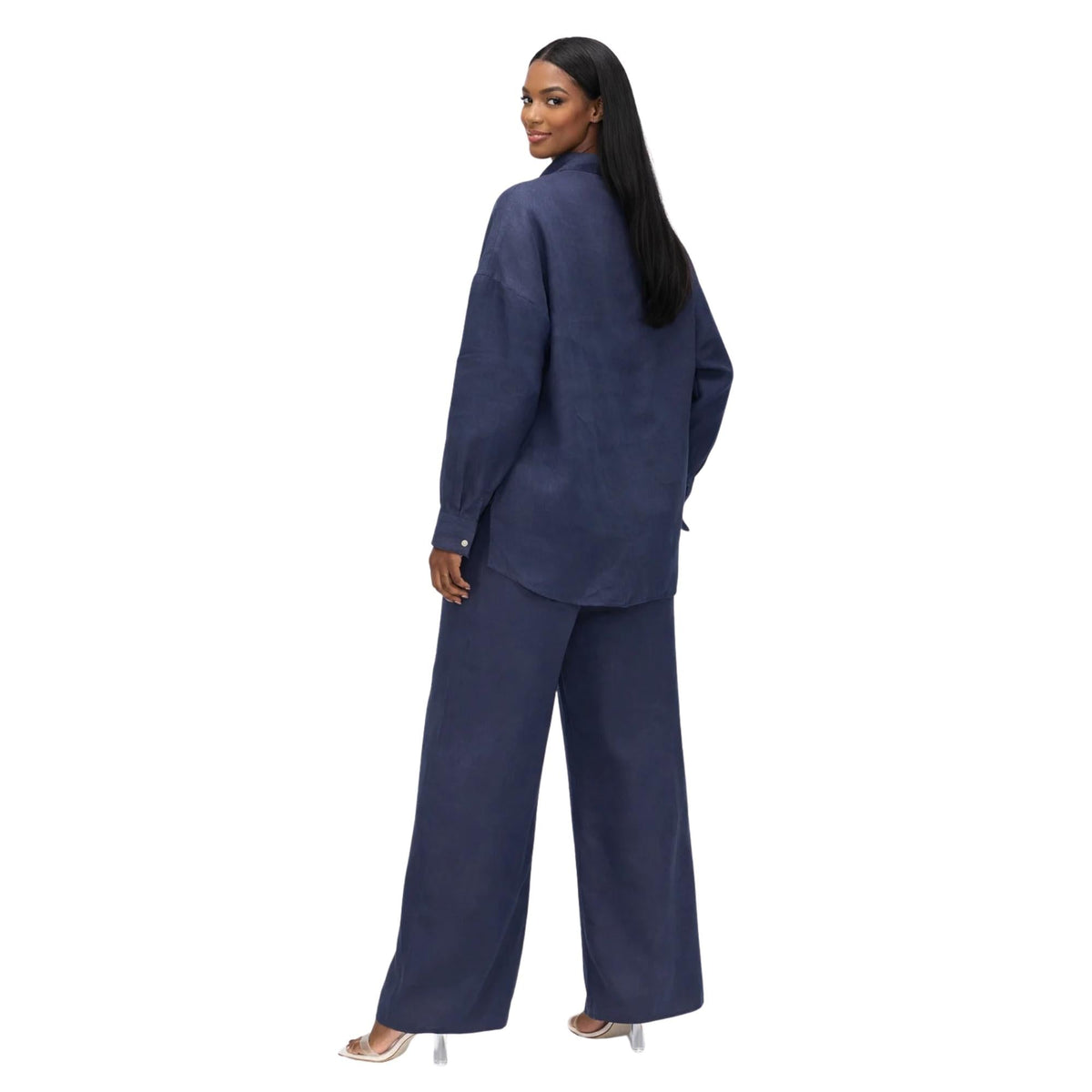 DIAMOND DRIFT EMBELLISHED LINEN CO-ORD SET زوج (SHIRT & PANTS قميص وبنطلون) “NEYA"