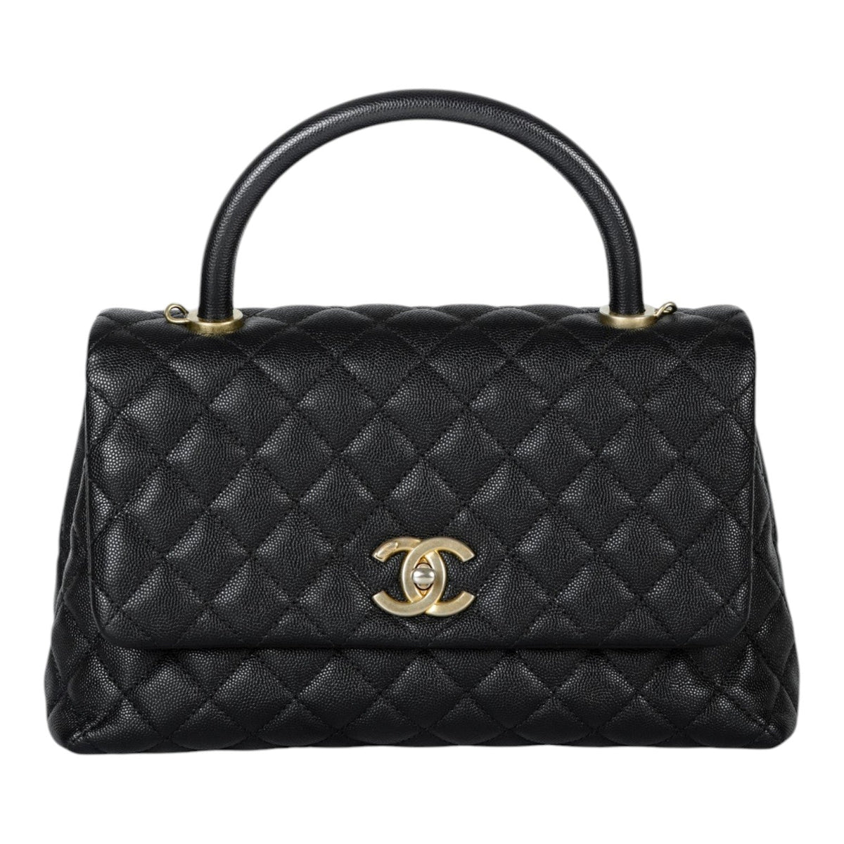 Chanel Black Medium Coco Handle Bag with GHW - Full Set