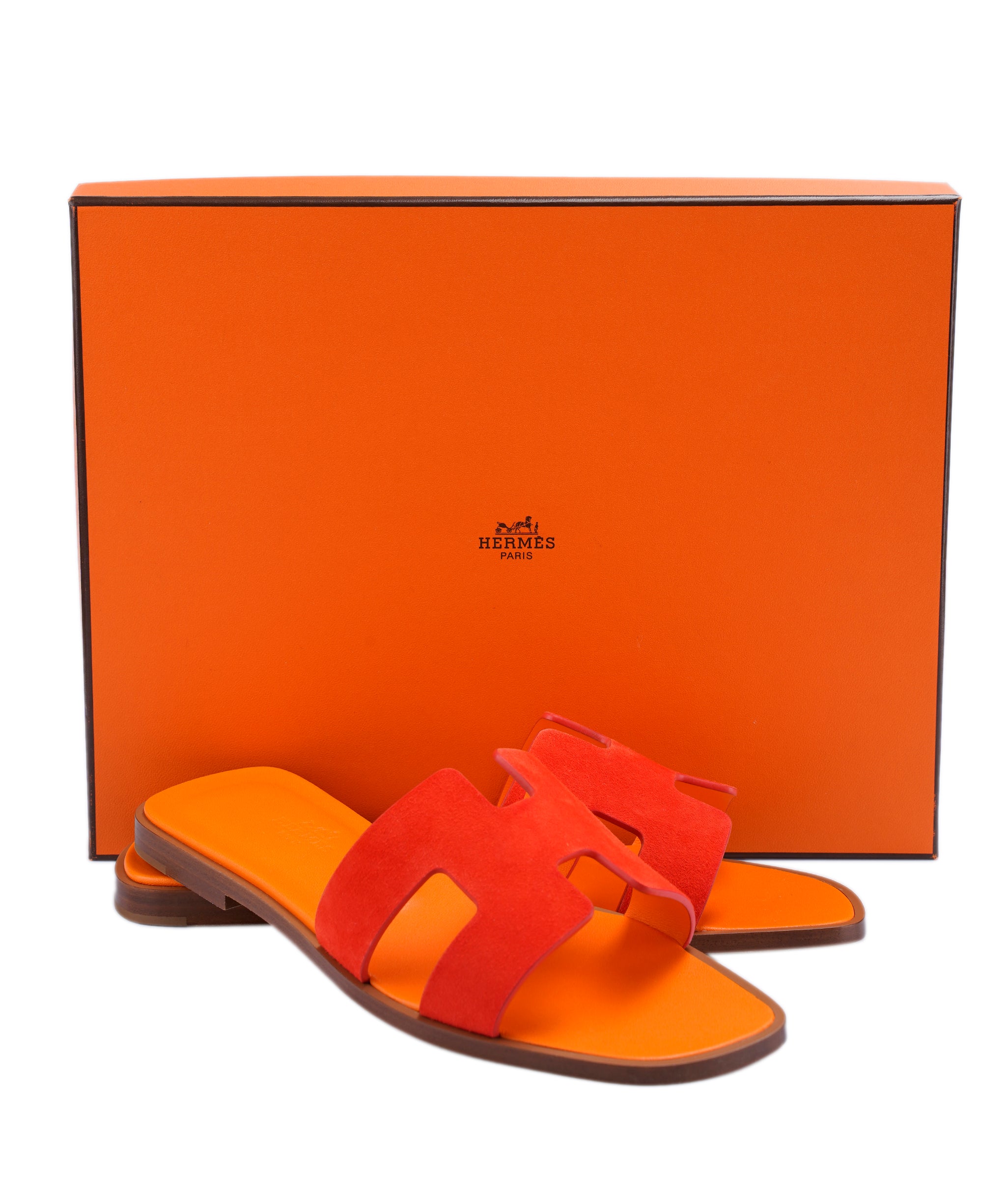 Hermes Oran Sandals 37 Rouge écarlate 014011AG