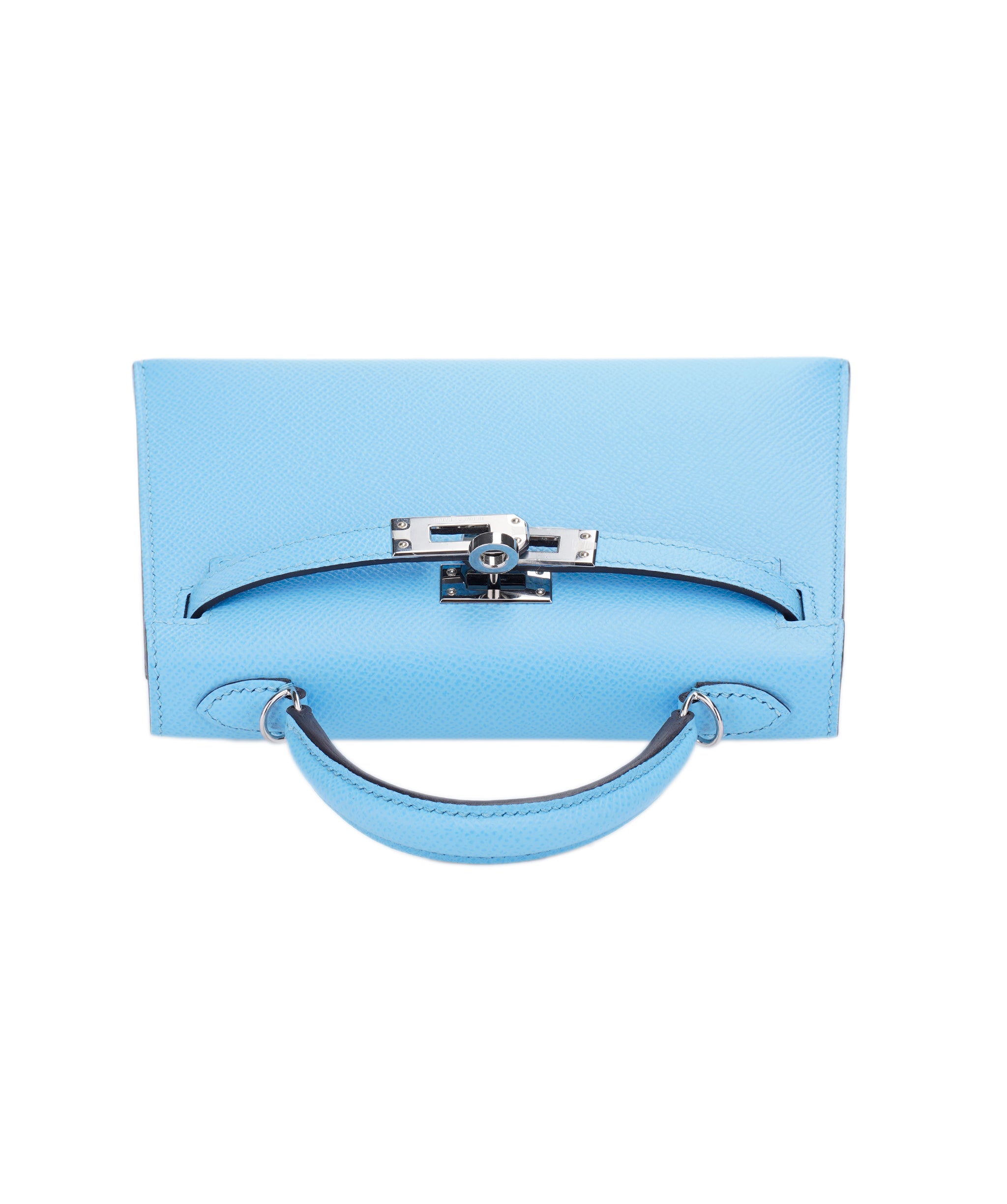 Hermes Mini Kelly Blue celeste epsom PHW  AVC2156