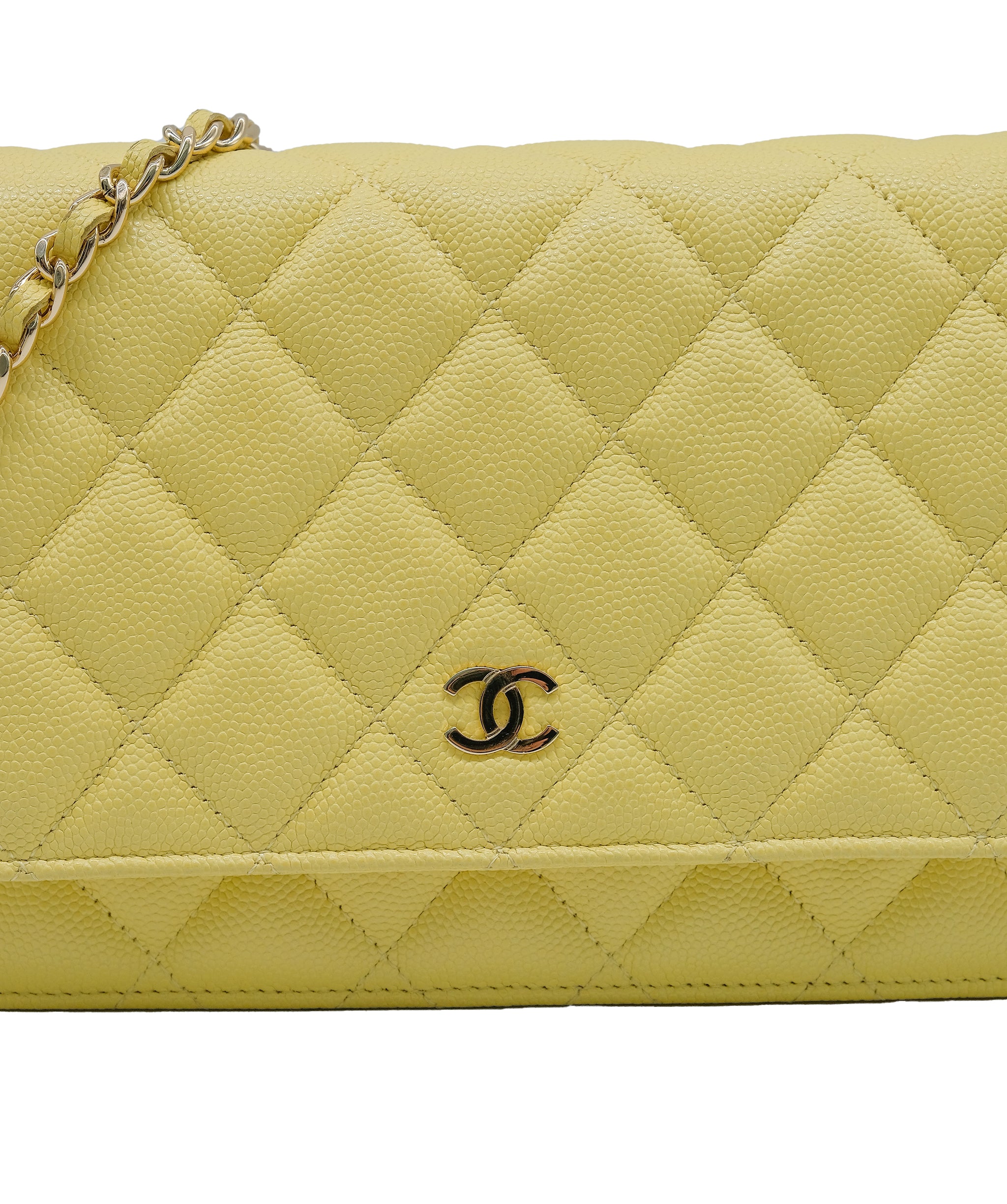 Chanel Caviar Wallet On Chain Yellow Crossbody Bag RJC3750