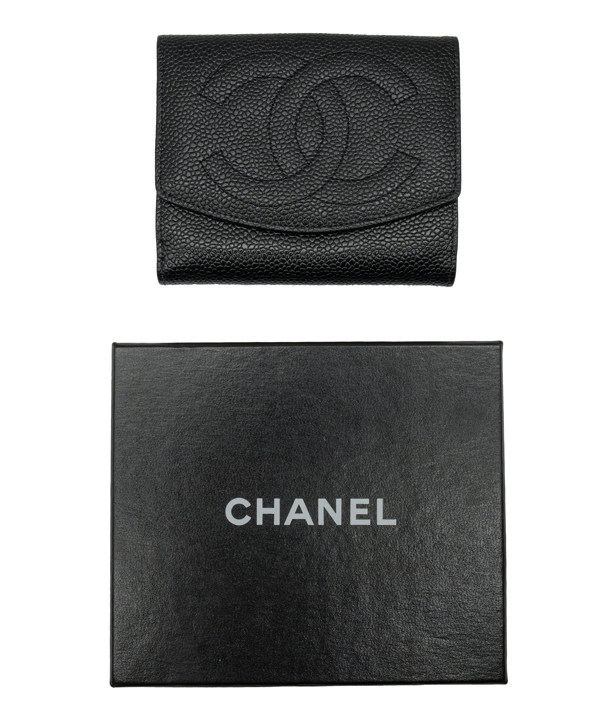 CHANEL Wallet Caviar Skin Black CC Autham5611 DXBS0336