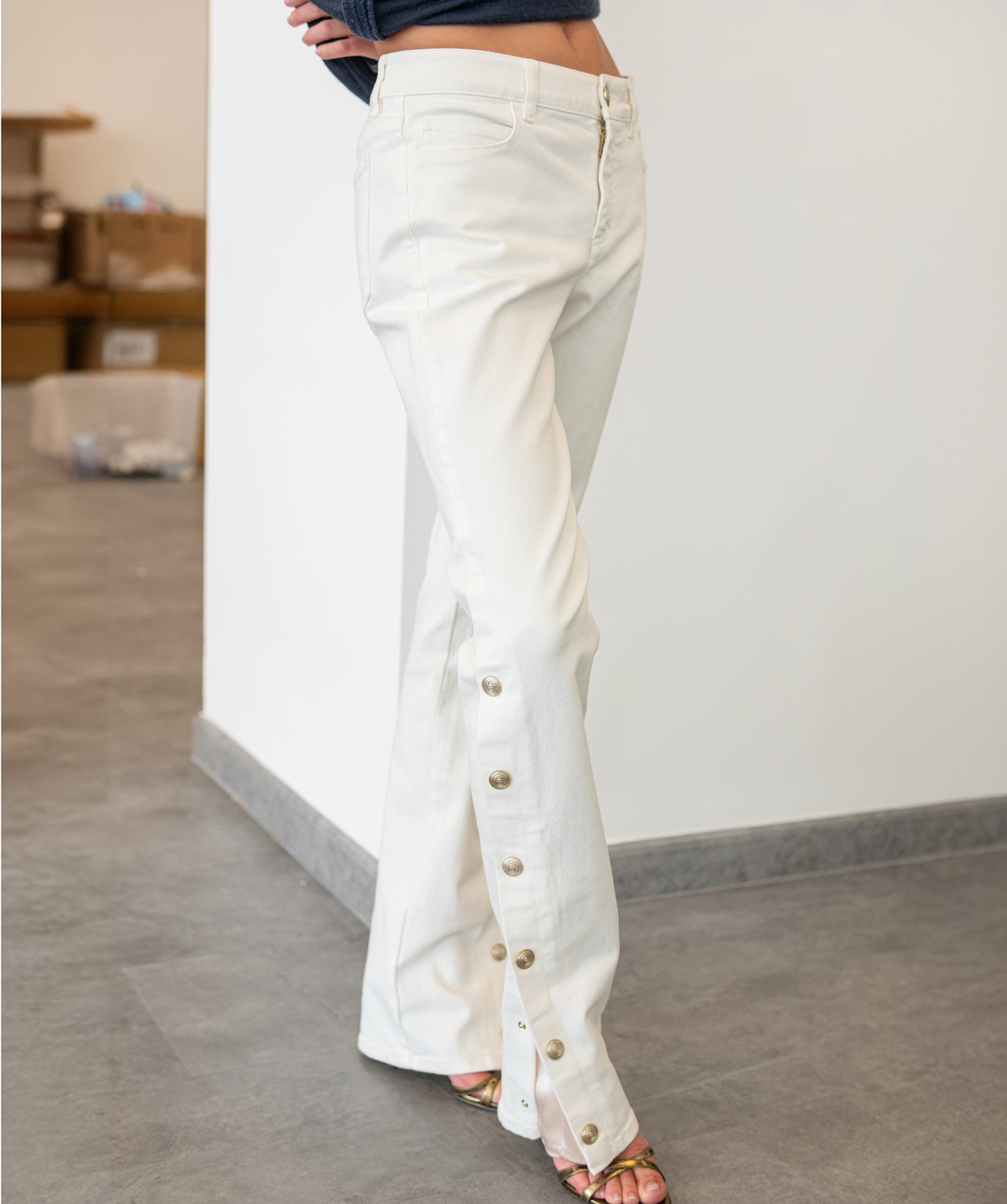 Chanel Jeans Straight Leg White FR38 SKC1392