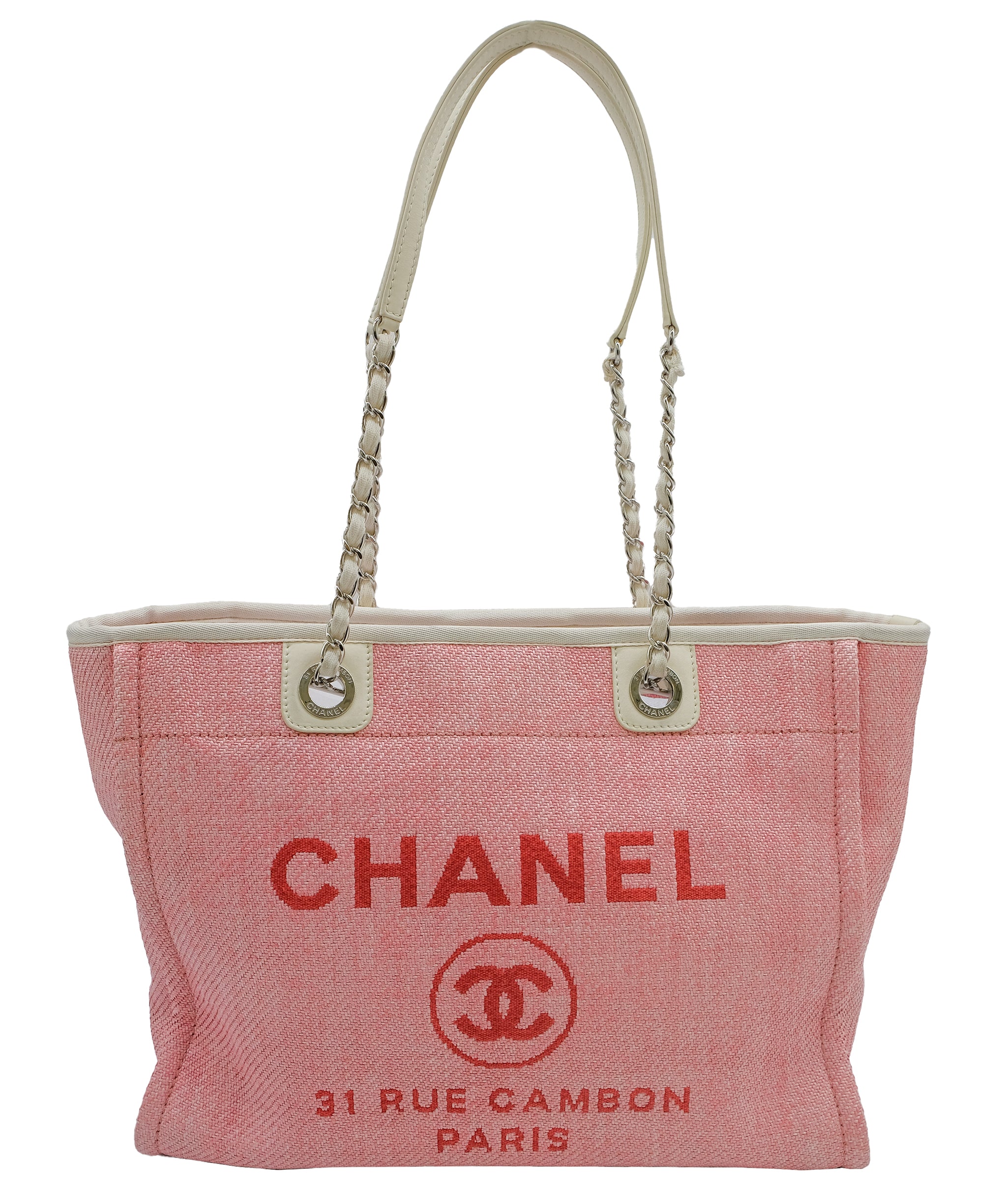 CHANEL Deauville tote Pink Canvas BAG DXBS0465