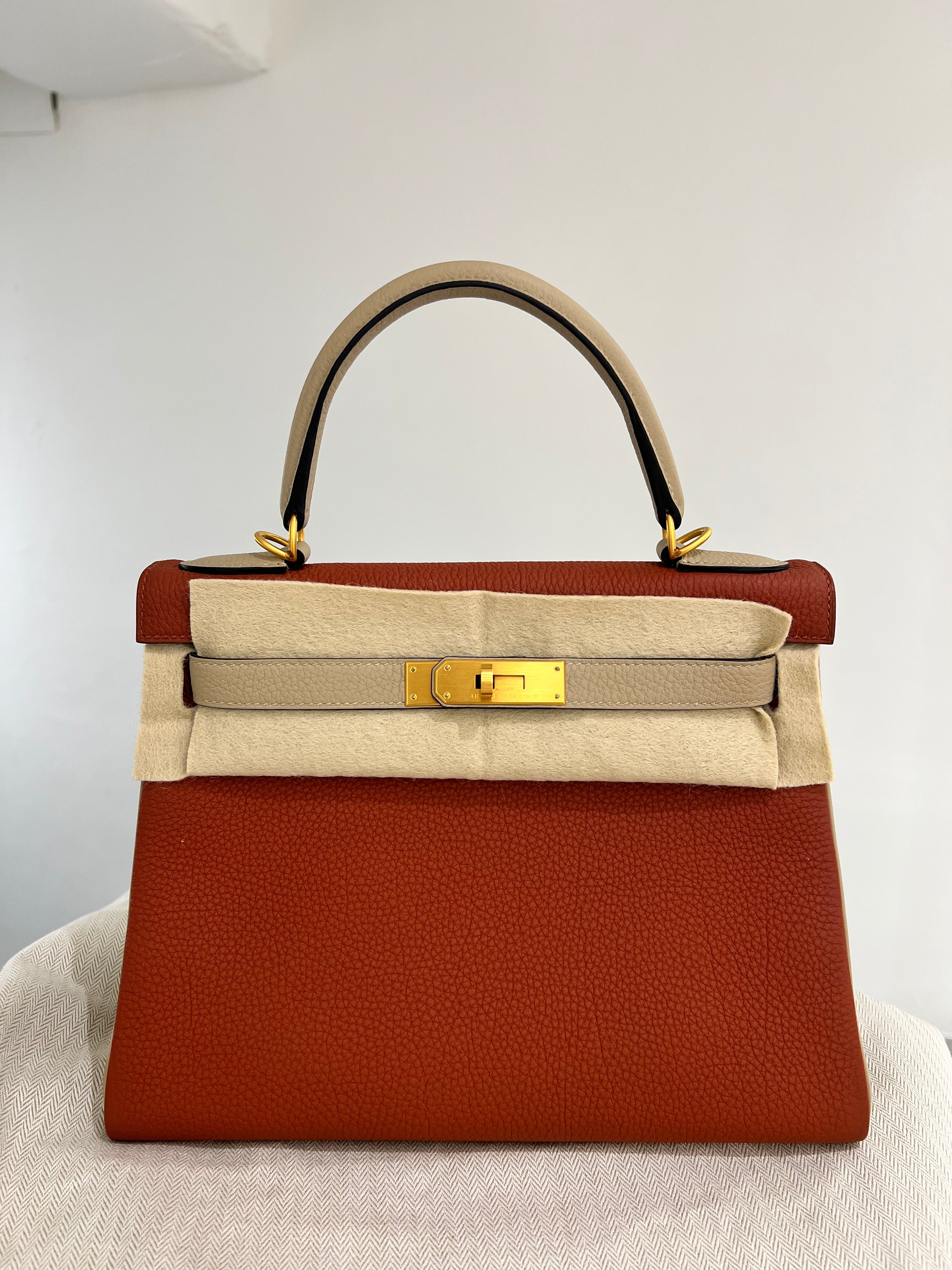 HERMES CUIVRE+TRENCH TOGO KELLY BAG #A SYC1981