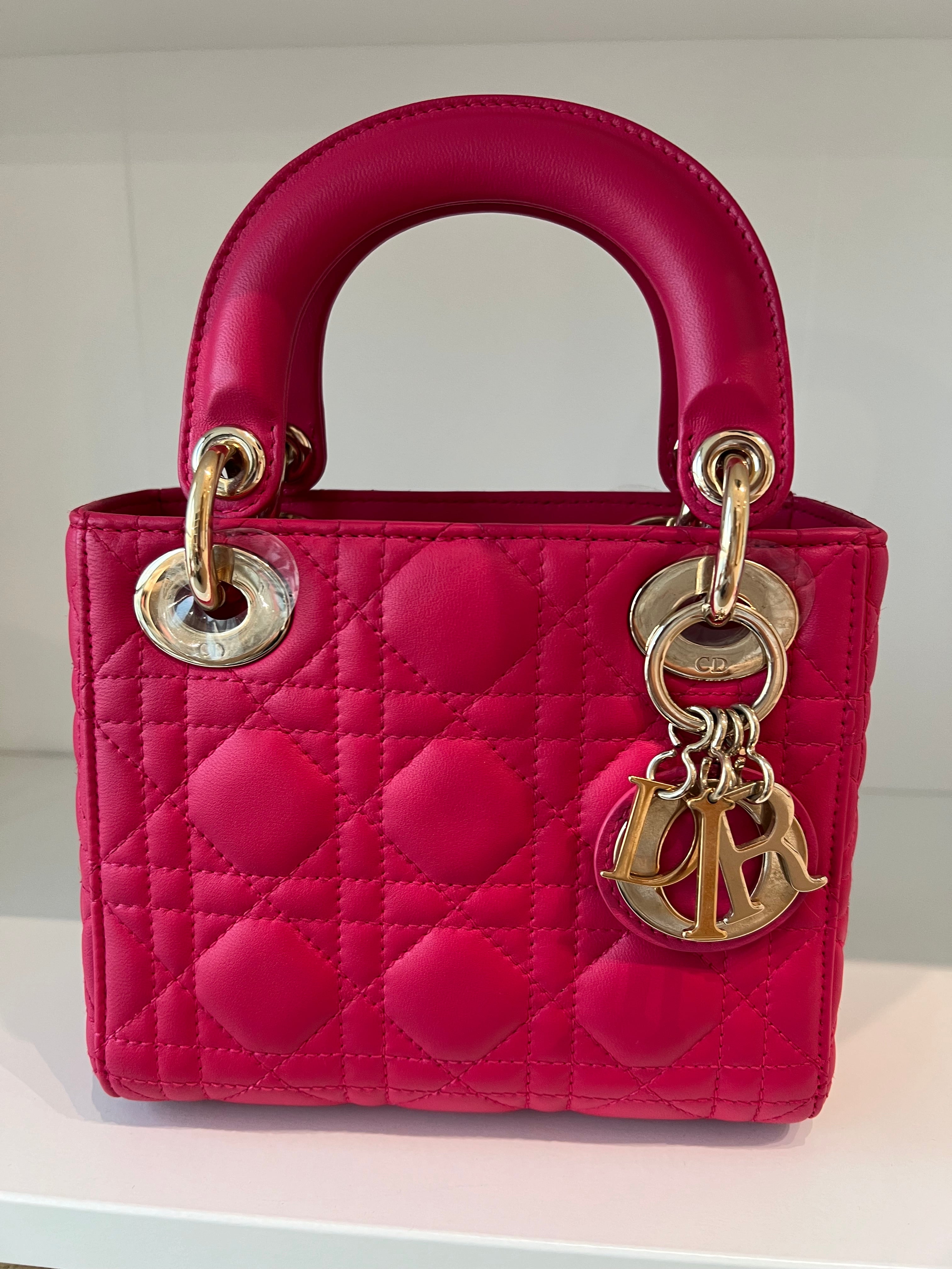 Lady Dior Mini Dark Pink Lambskin GHW SYCM227