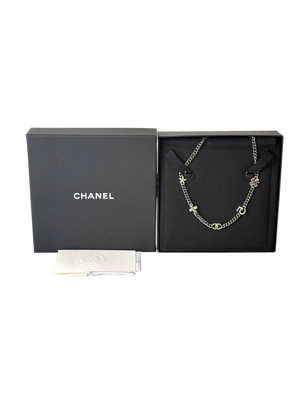 Chanel 23V 5 Charms Black Chain Necklace