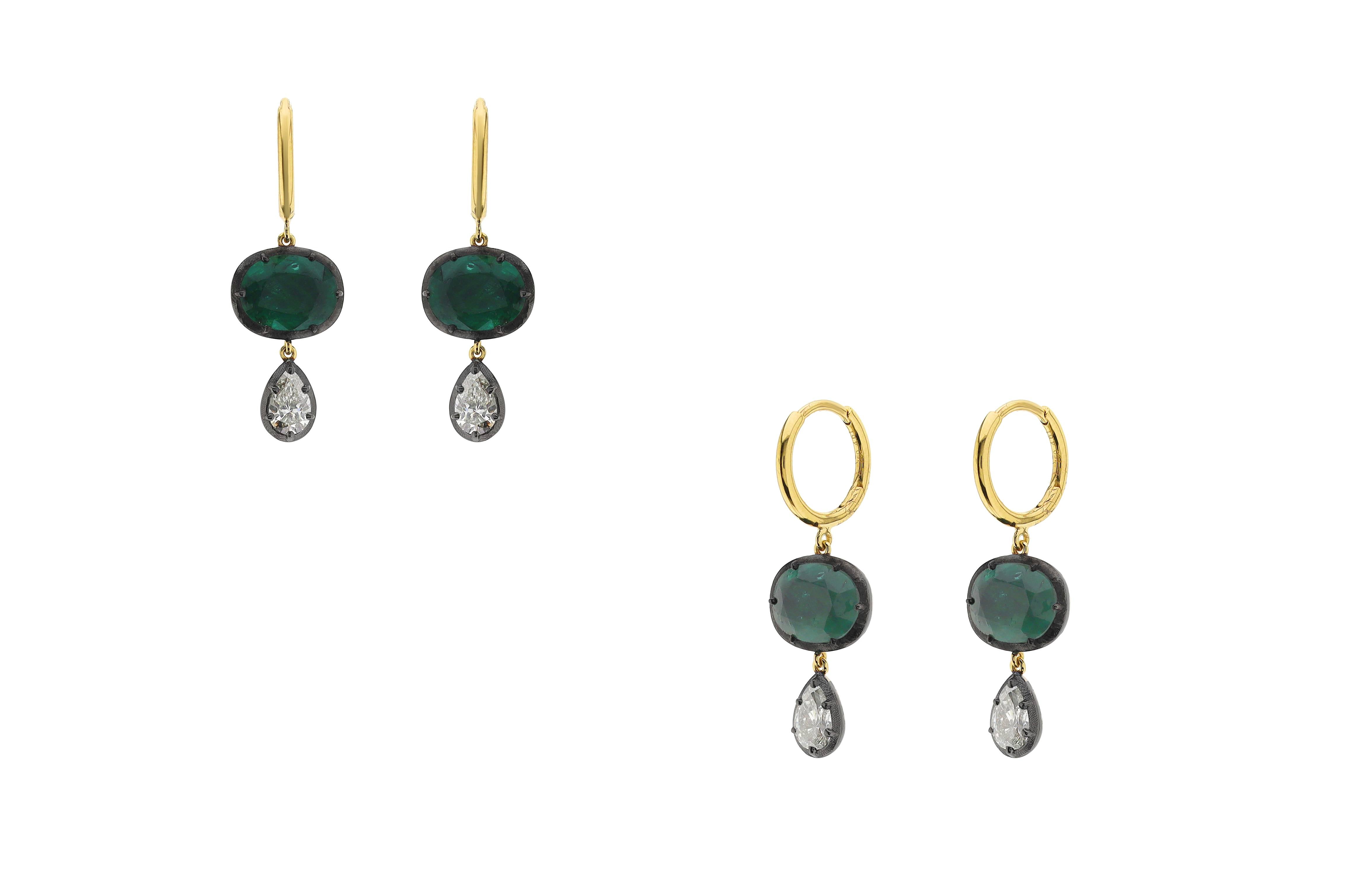 4.61ct EX PEAR FULL CUT (G-H/VS-SI) EMERALD OVAL FULL CUT EARRINGS E8490