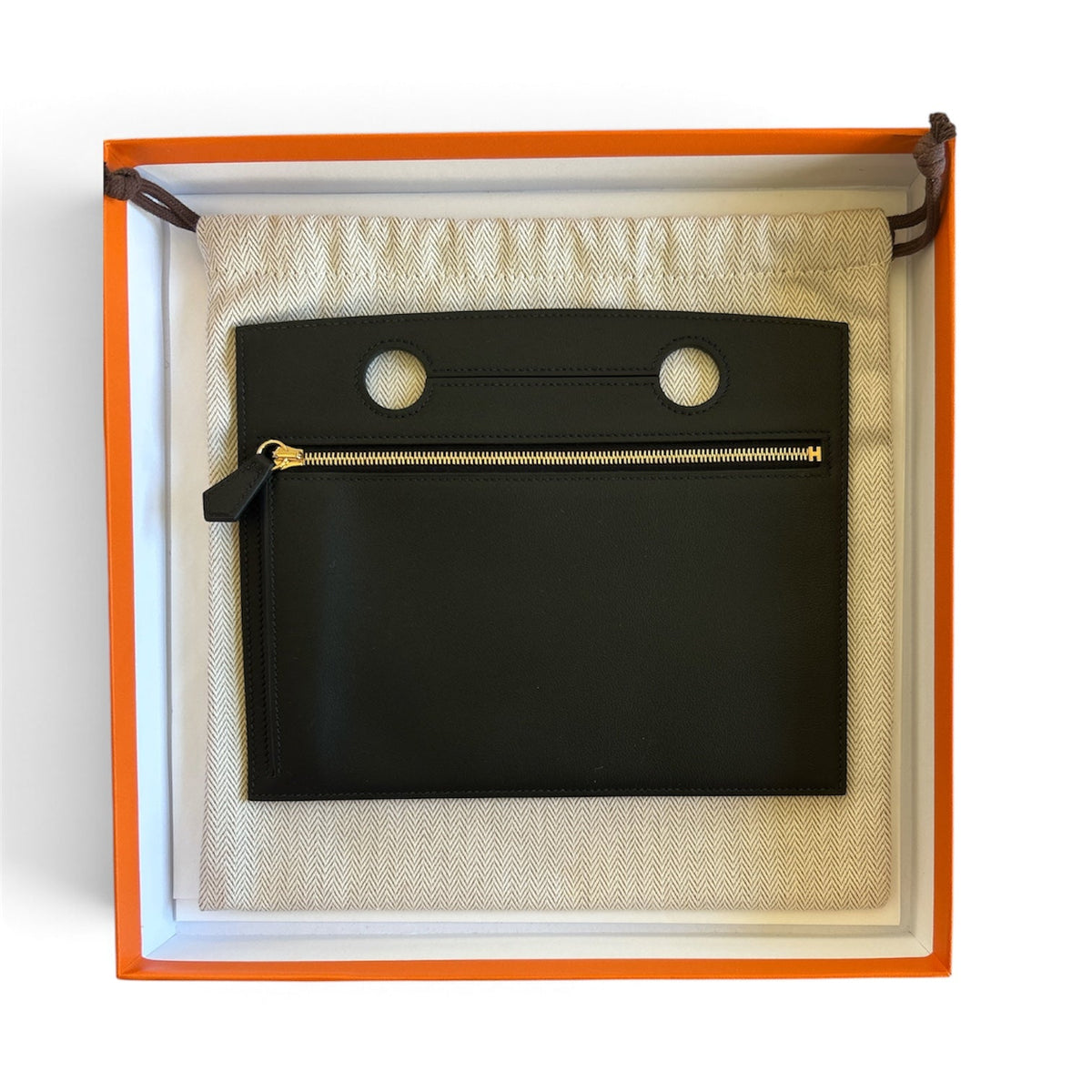 Hermes Pochette Backpocket 30 in Black Swift with GHW