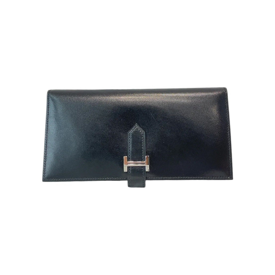 Hermes Bearn Long Wallet Box Leather Noir / Black with PHW