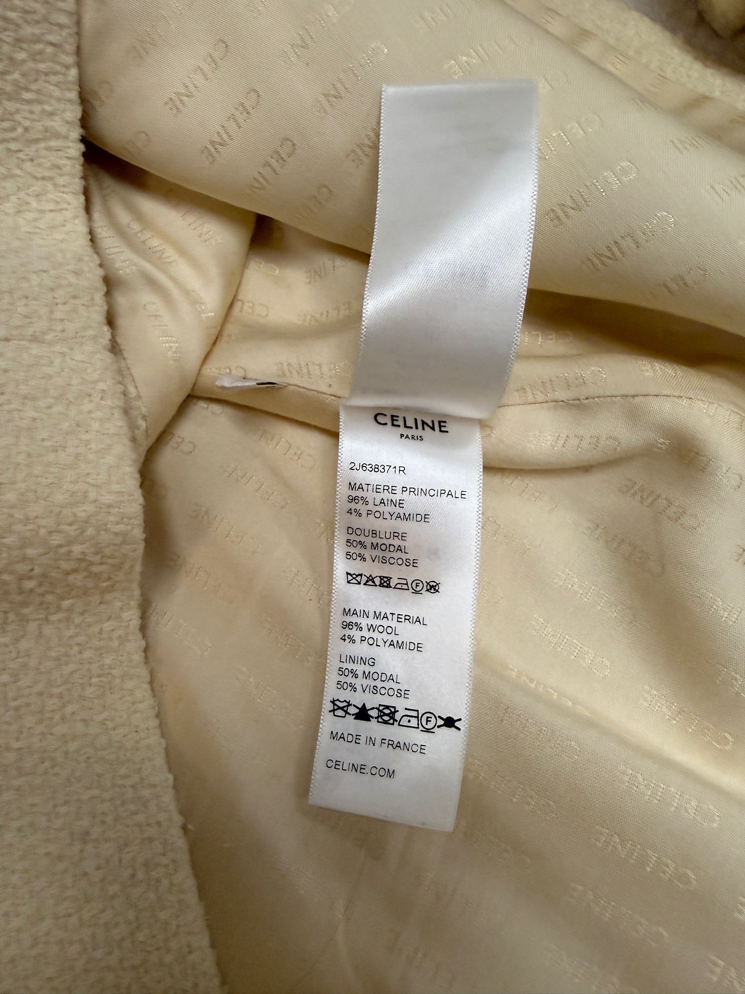 Celine Women's Wool Blend Tweed Short Sleeve Jacket & Skirt Set - Beige with Gold Buttons